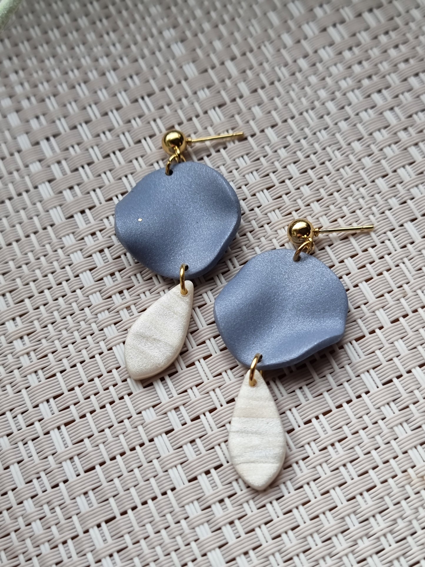 Blue pearl drops| can be switched for silver and fish hooks