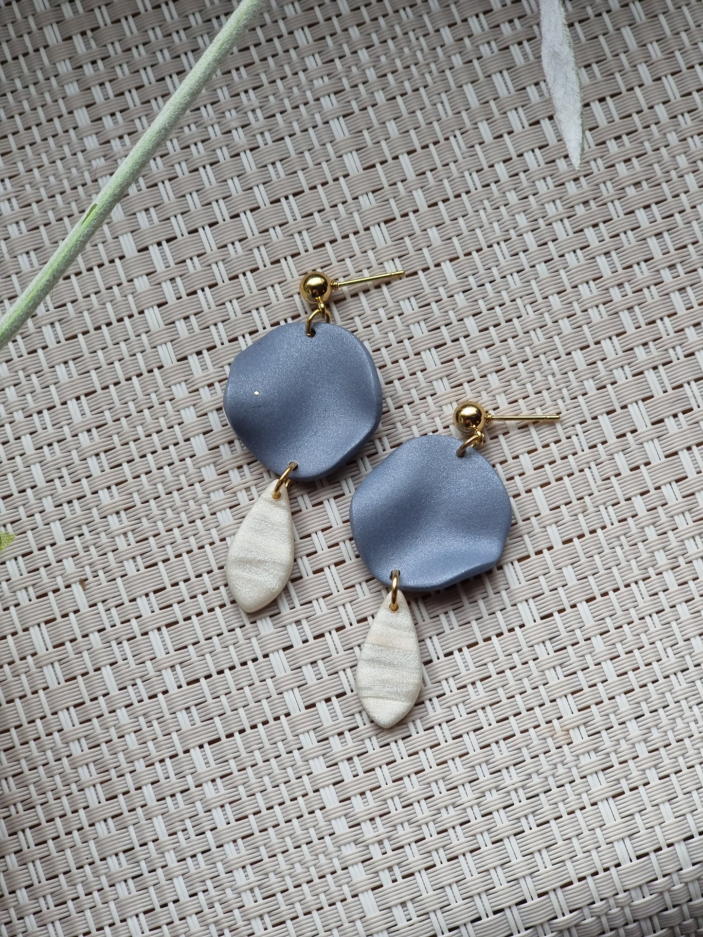 Blue pearl drops| can be switched for silver and fish hooks