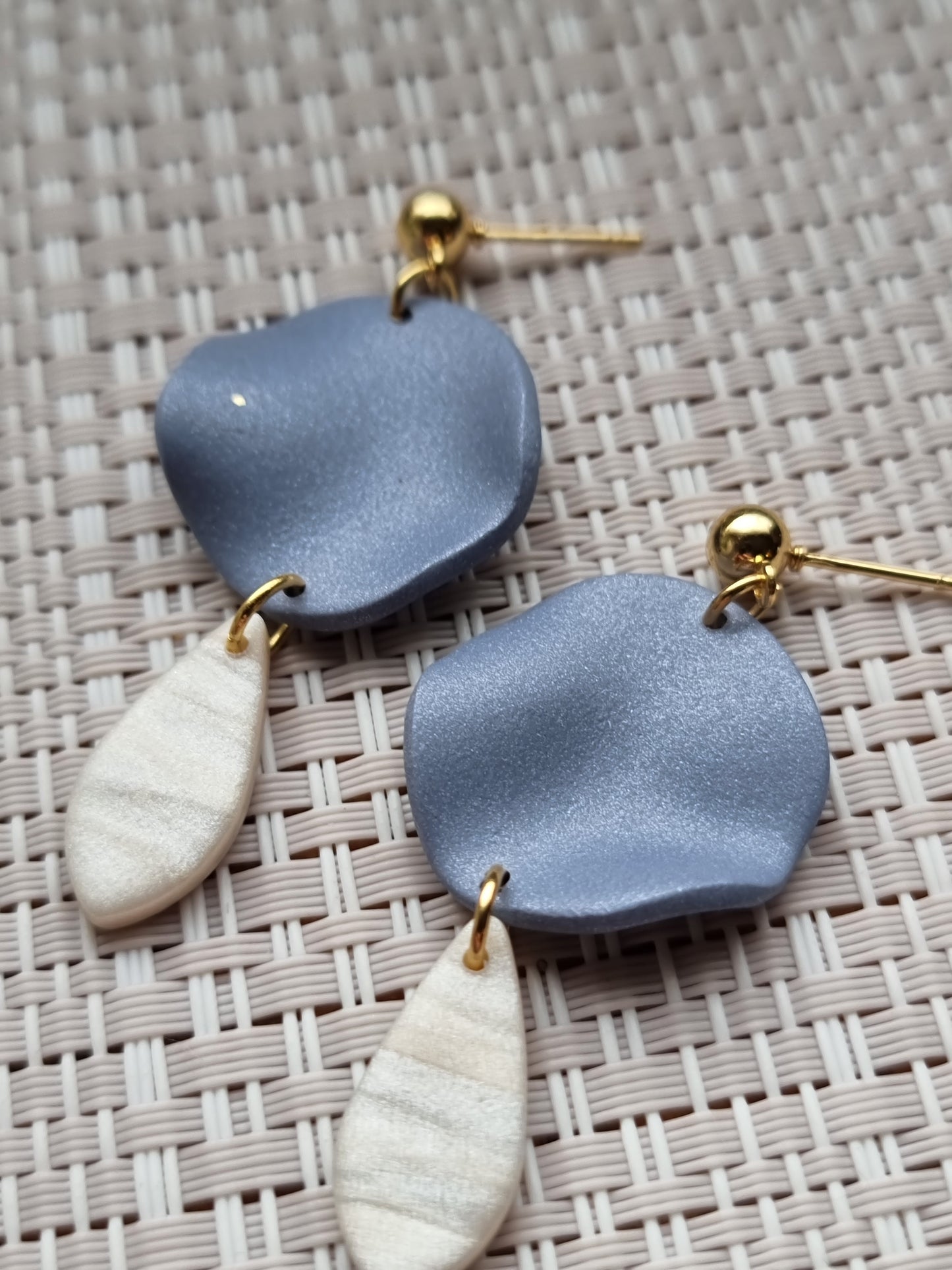 Blue pearl drops| can be switched for silver and fish hooks