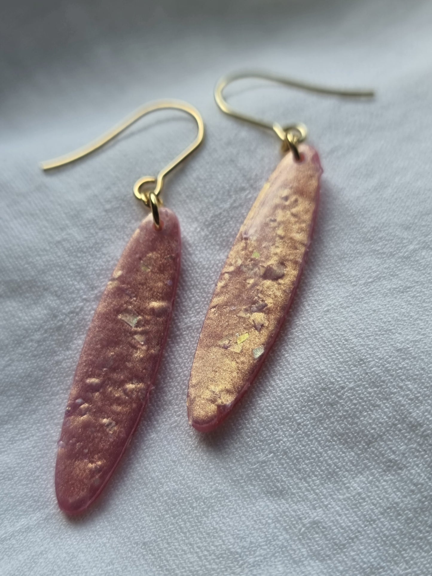 Pink opal long oval dangles