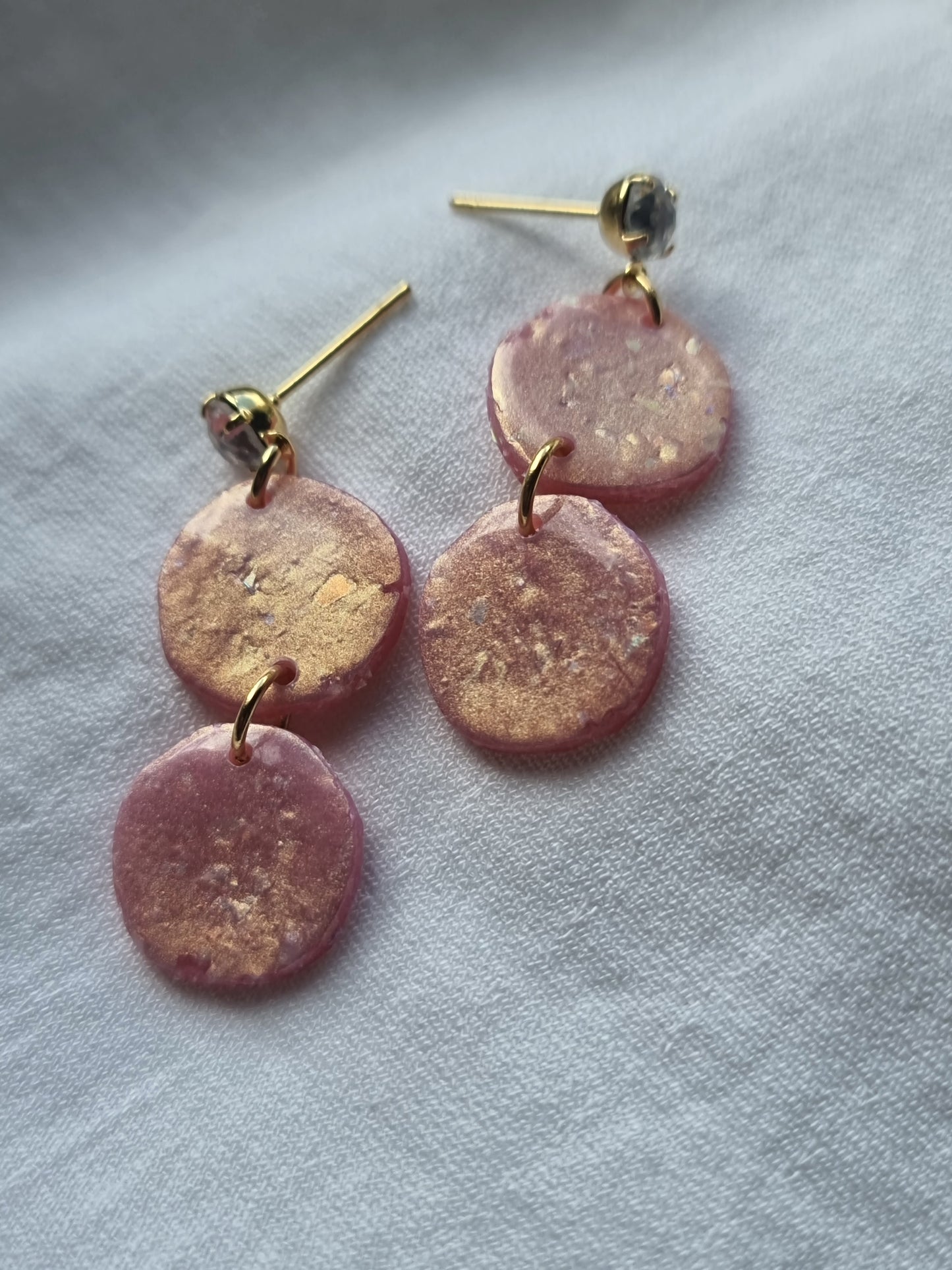 Pink opal cz circle dangles