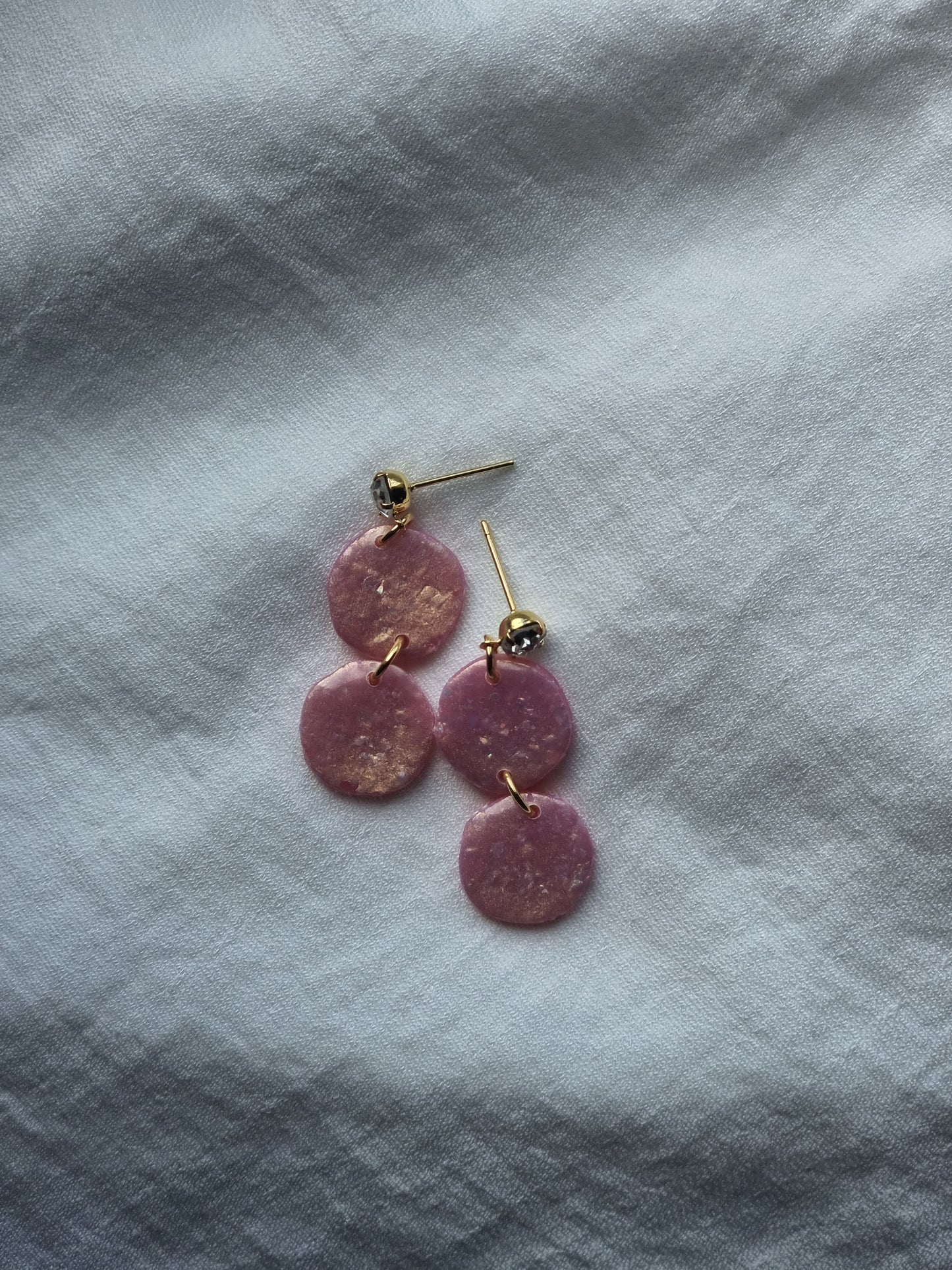 Pink opal cz circle dangles