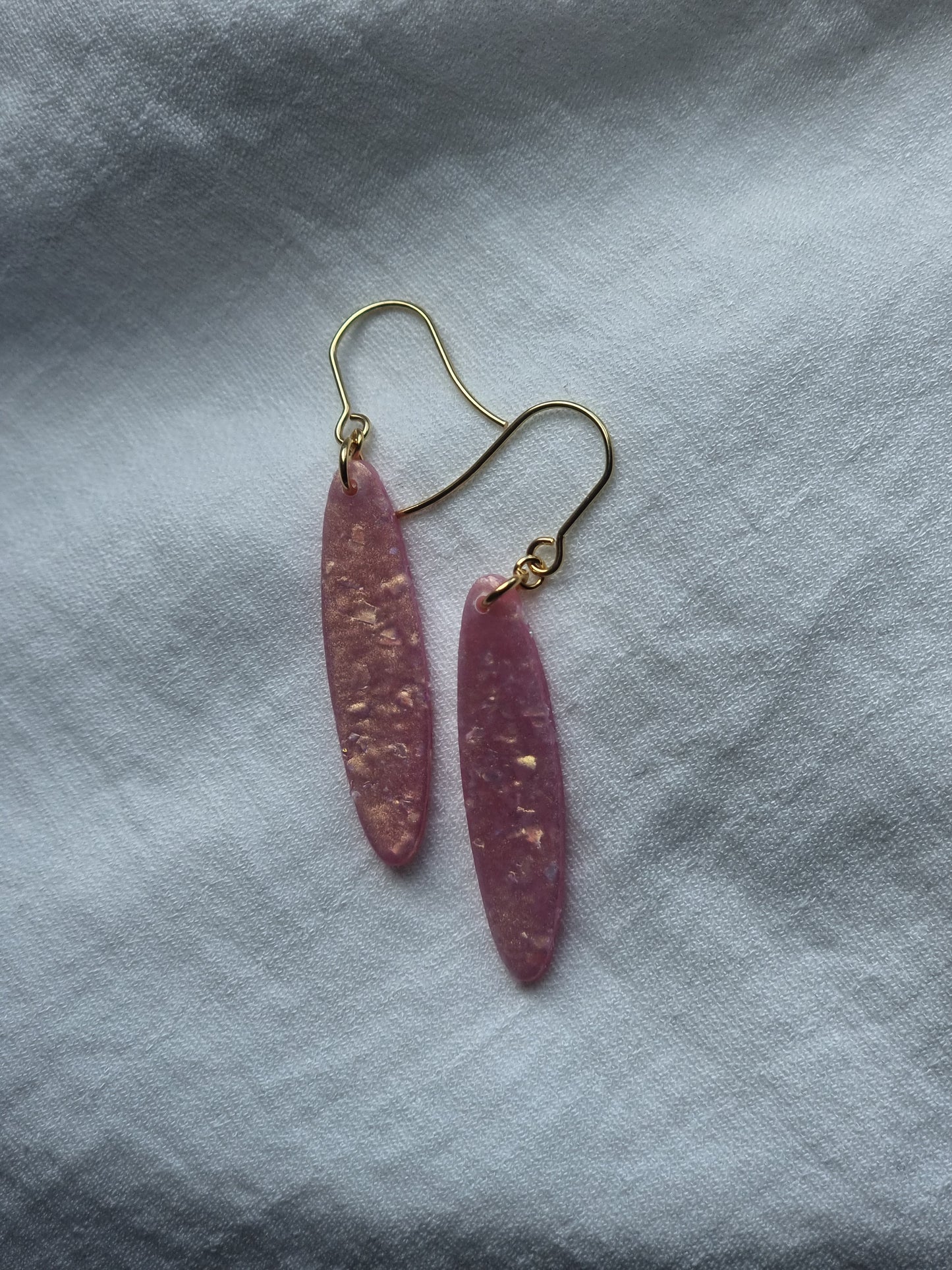 Pink opal long oval dangles