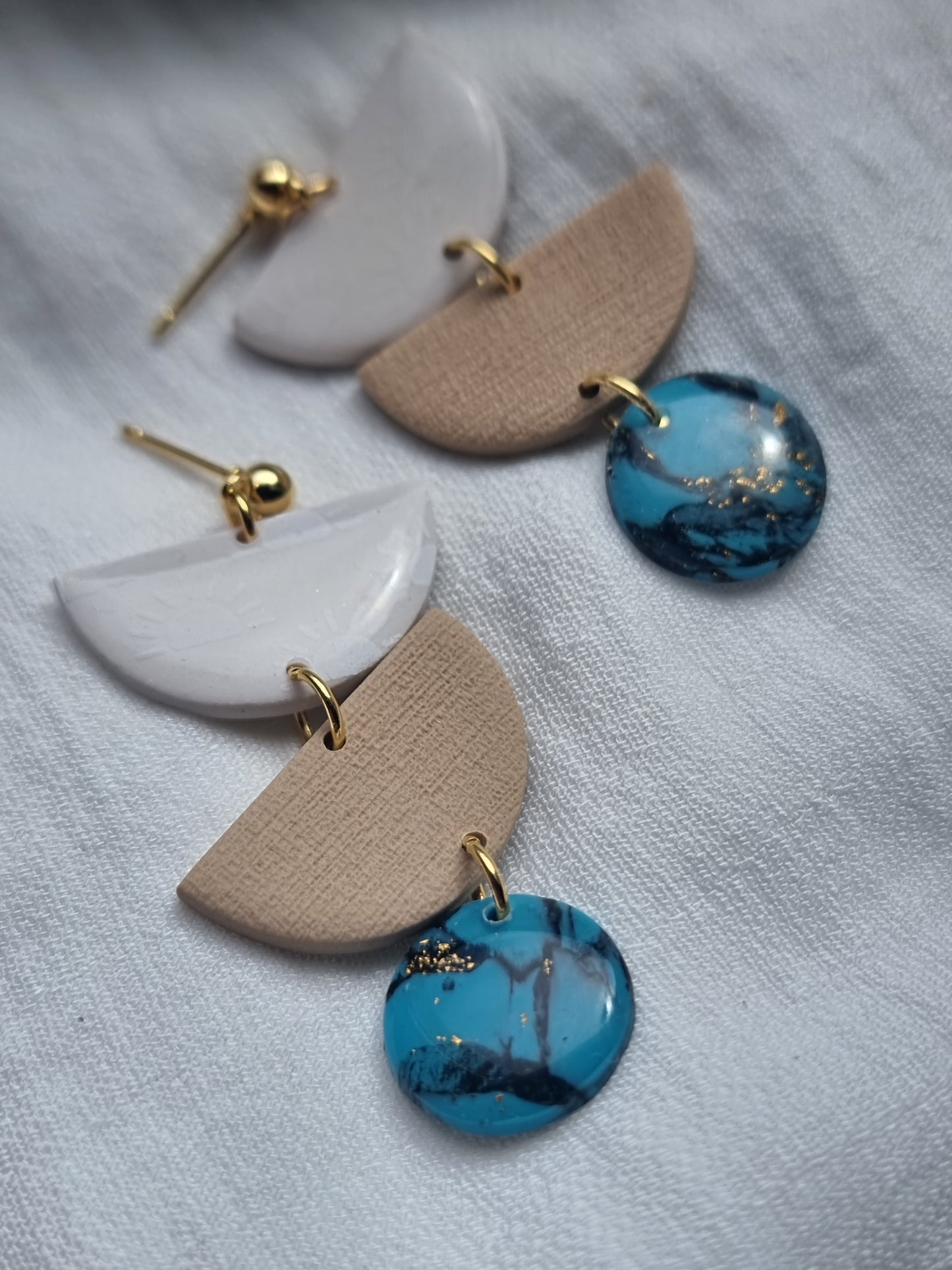 Half circle dangle turquoise| can be switched for silver or fish hook