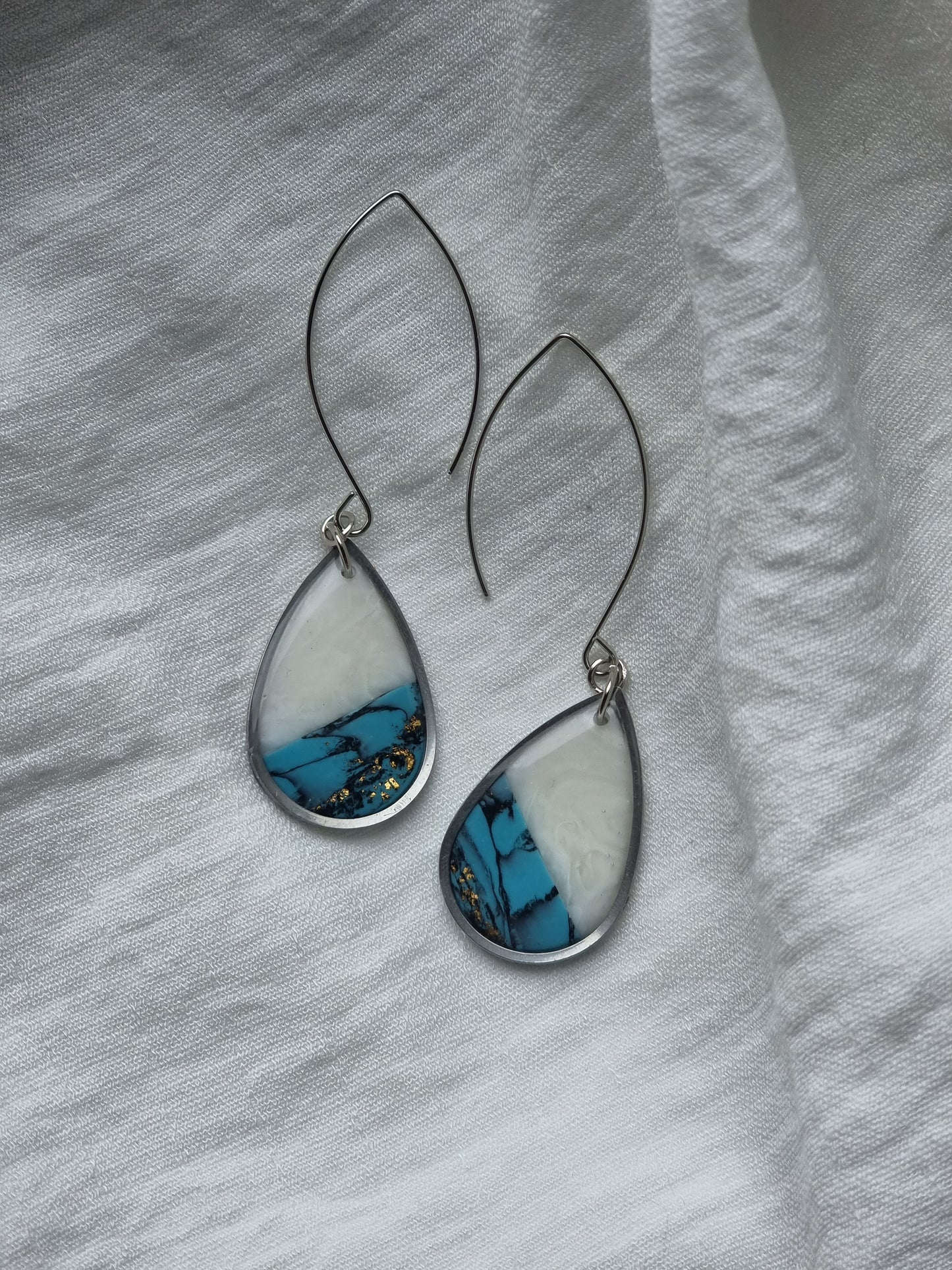 Turquoise marble teardrop dangles