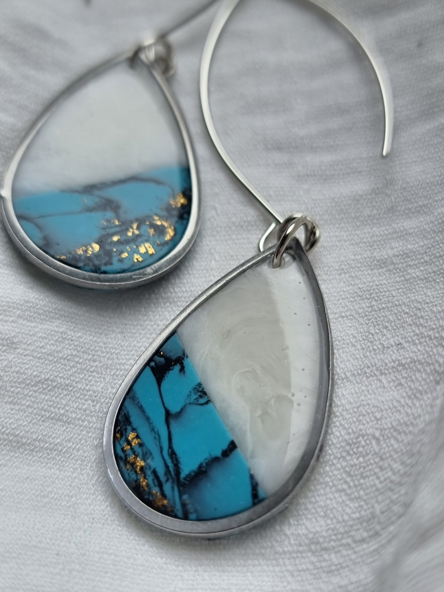 Turquoise marble teardrop dangles