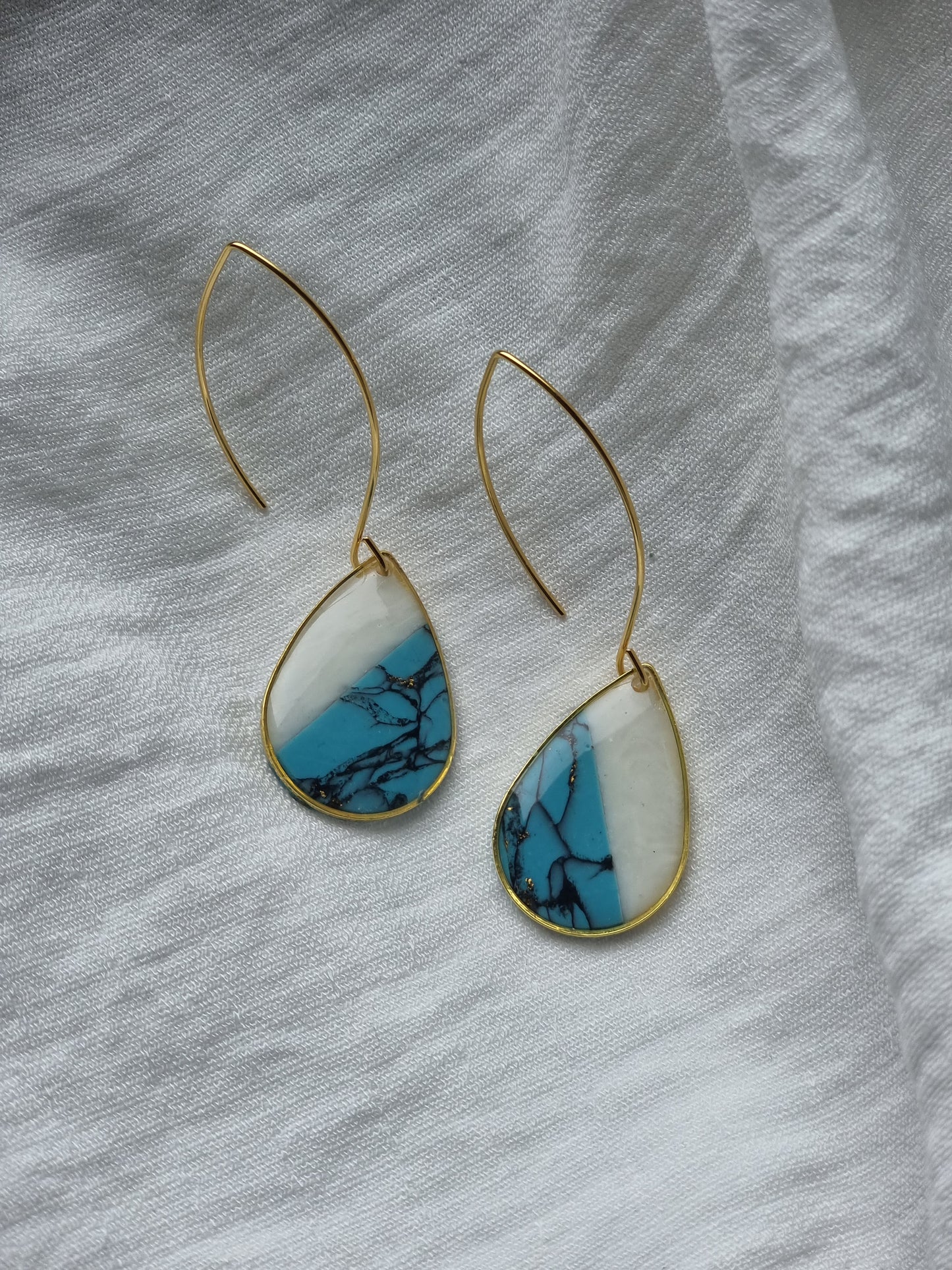 Turquoise marble teardrop dangles