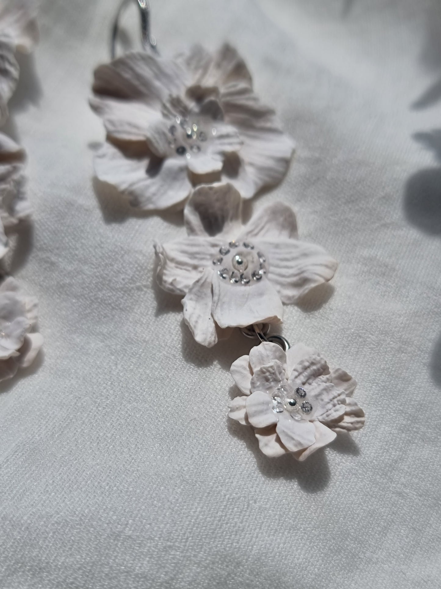 White Floral Bridal earrings