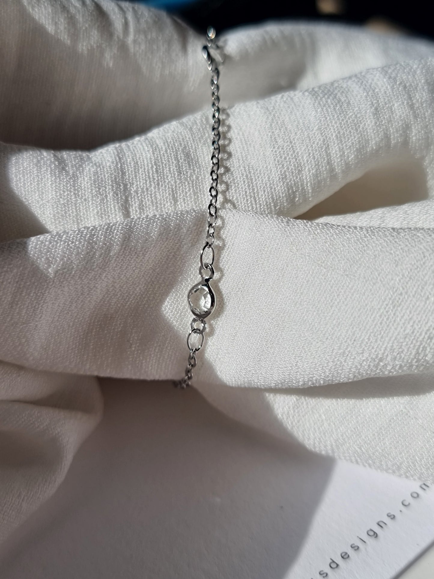 Silver crystal adjustable bracelet
