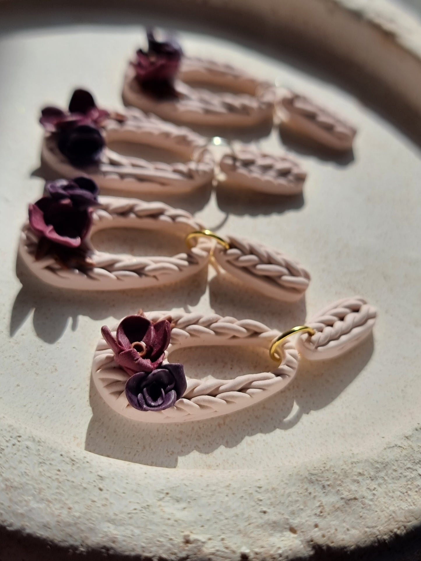 Floral knitted dangles