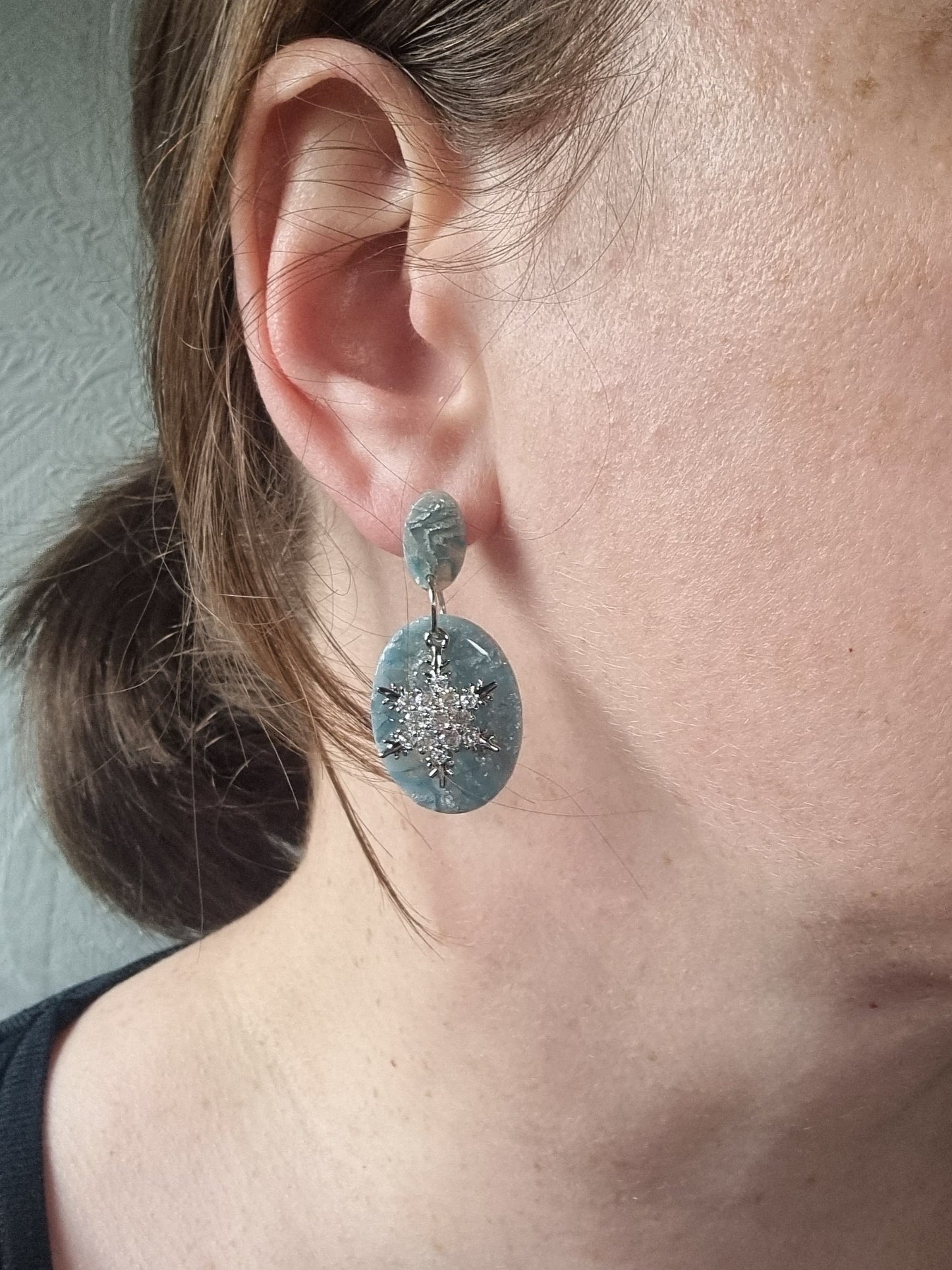 Snowflake dangles blue and silver