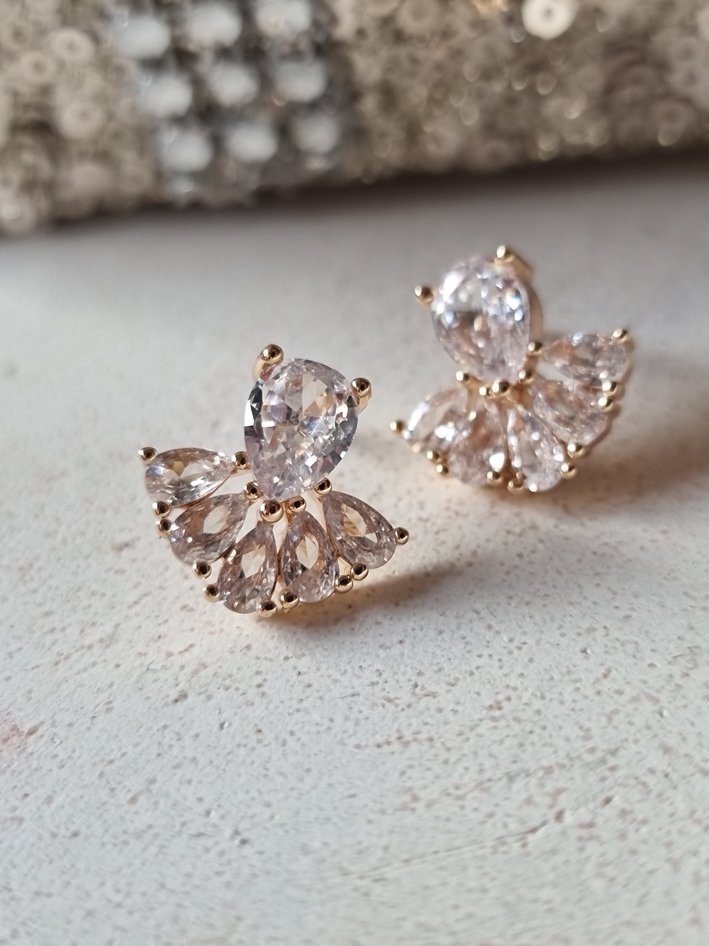 CZ pave fan studs