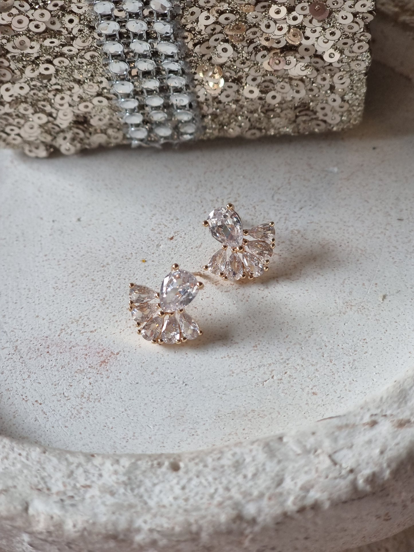 CZ pave fan studs