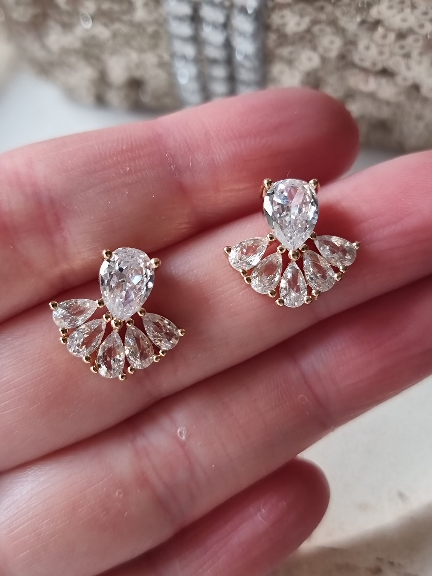 CZ pave fan studs