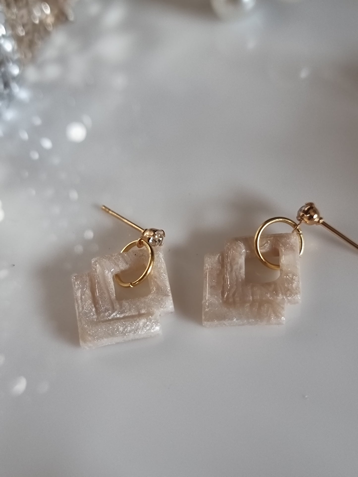 CZ pearl marble dangles