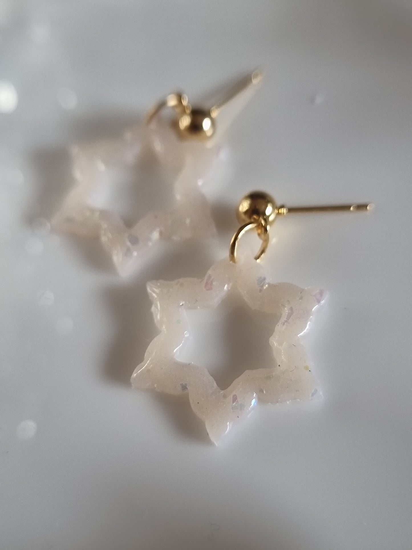Opal snowflake dangles| can be switched for silver/ fish hook