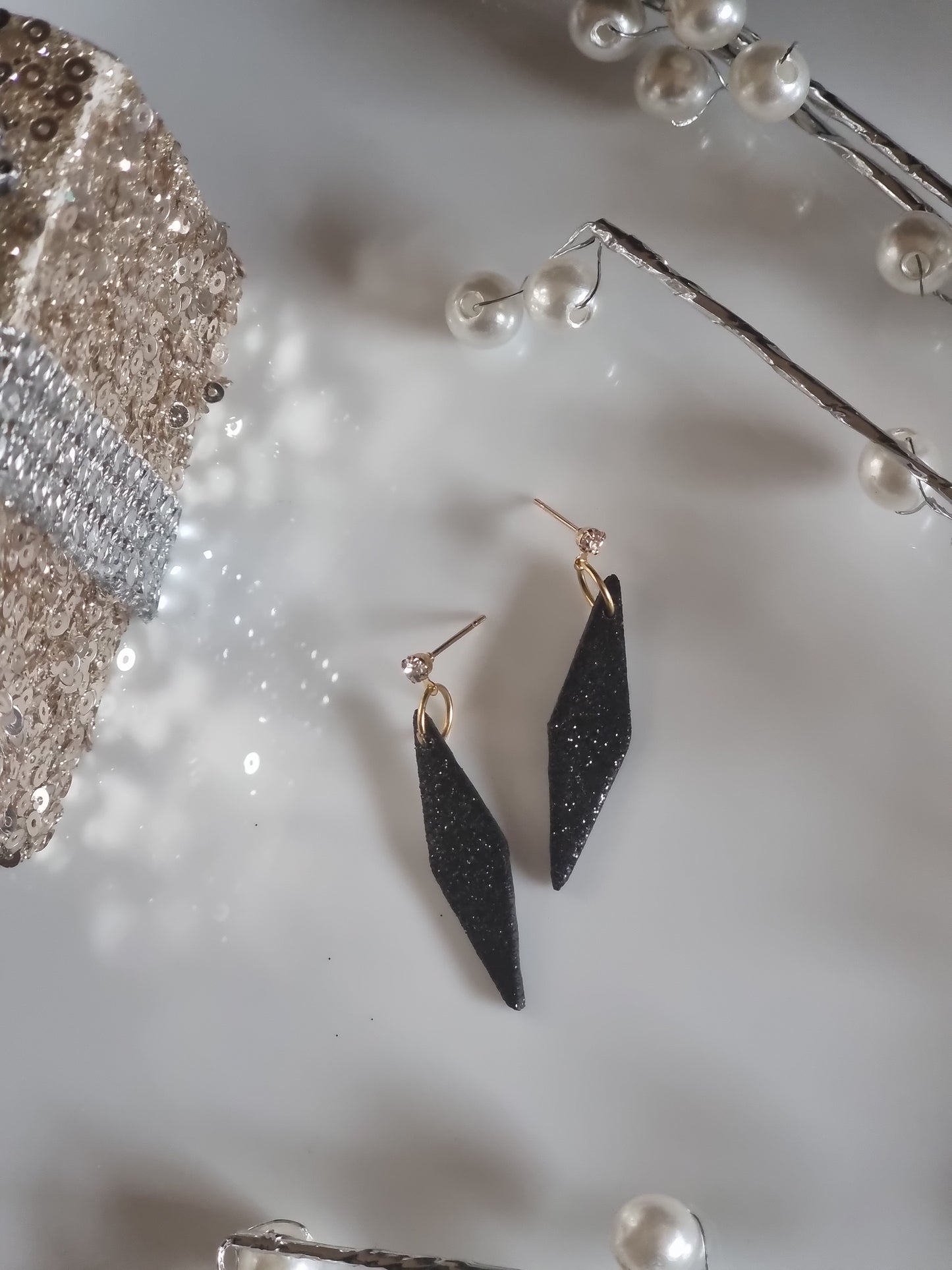Black glitter dangles