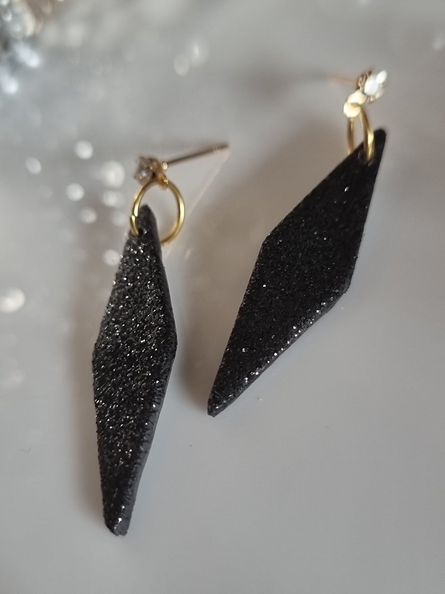 Black glitter dangles