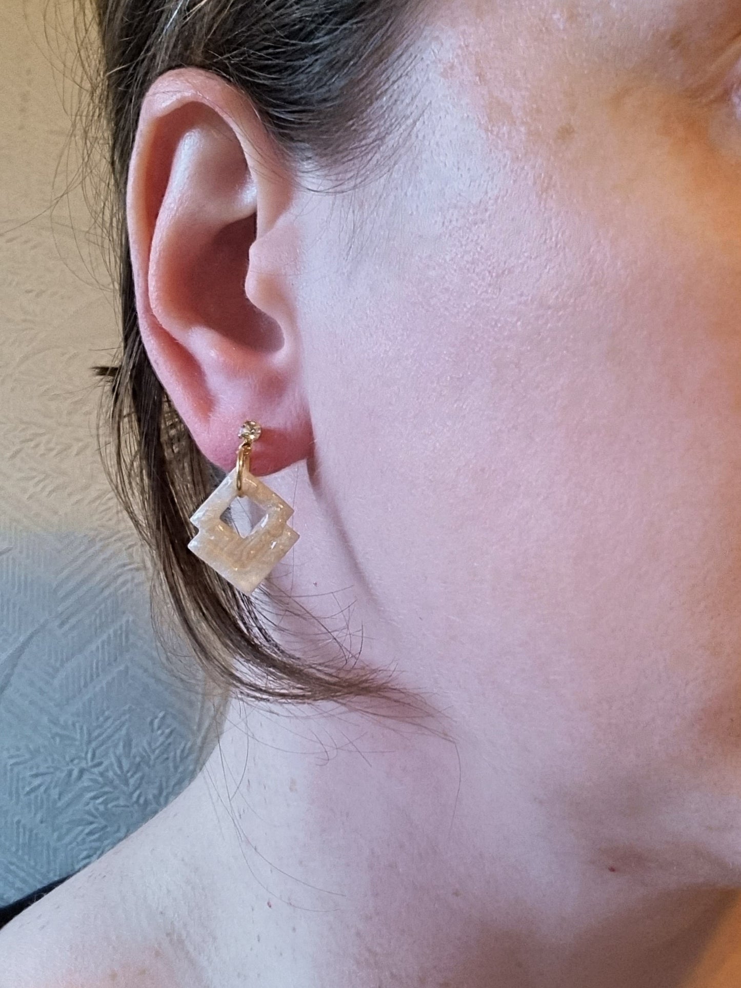 CZ pearl marble dangles