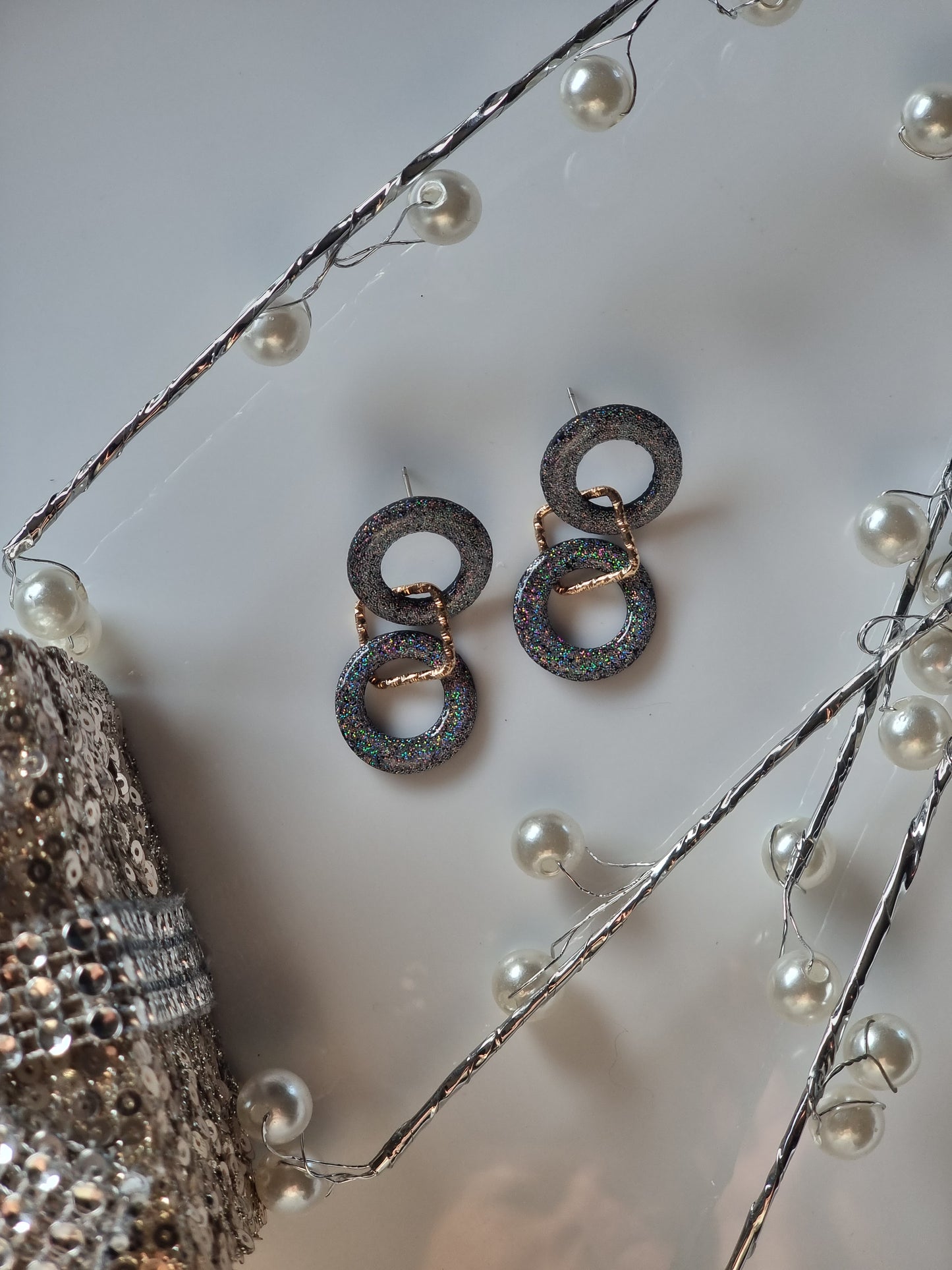 Glitter circle dangles