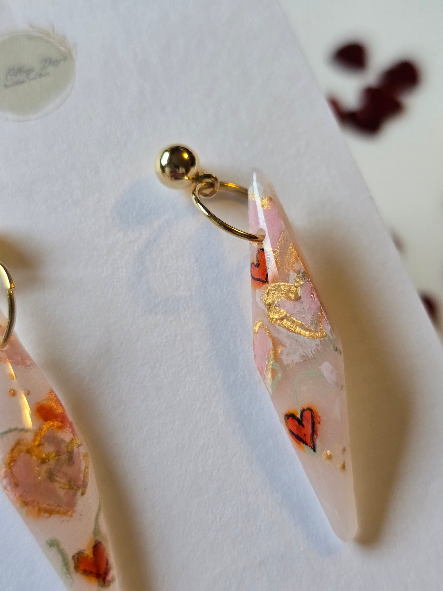 Hand painted long diamond dangles
