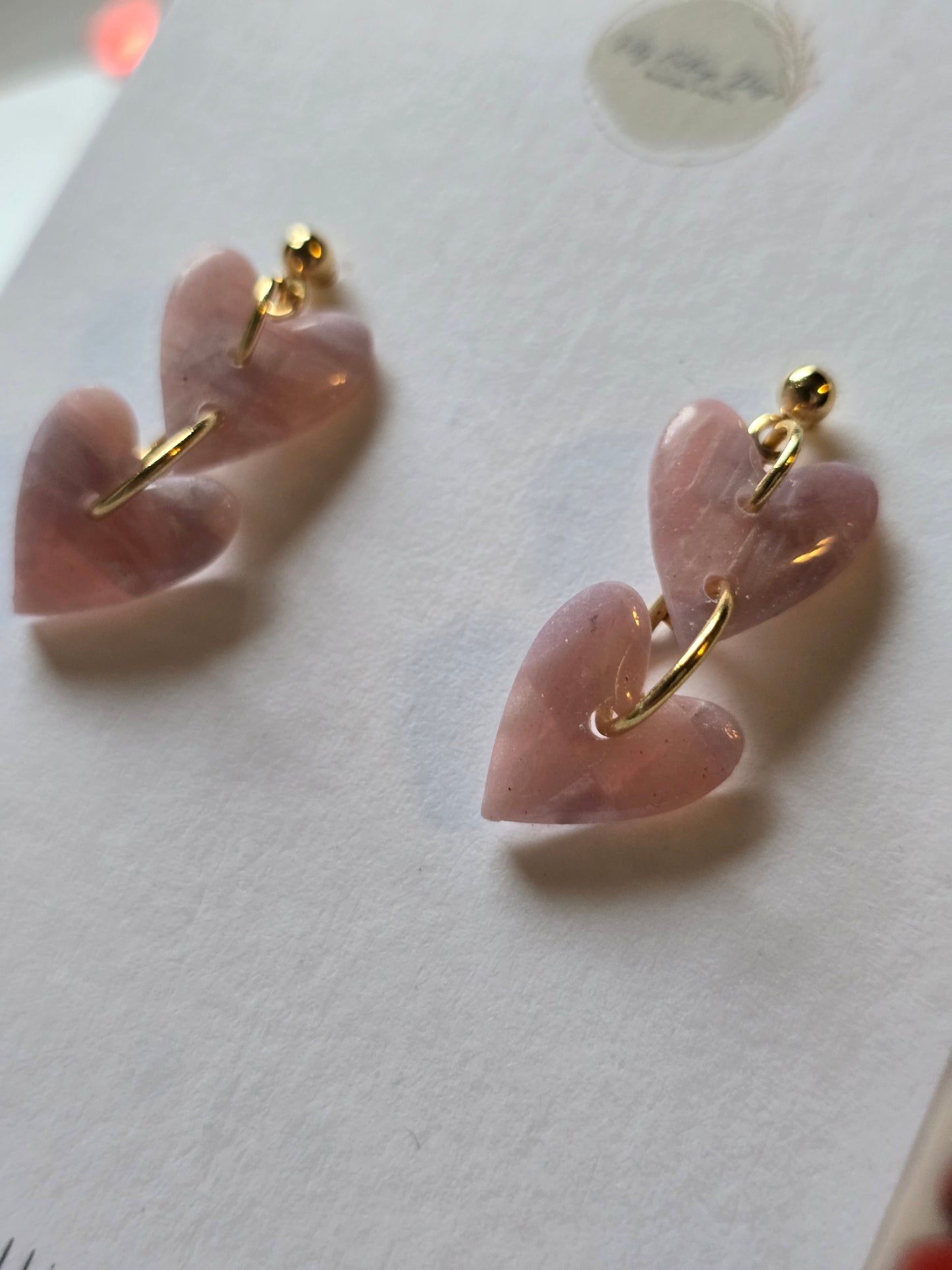 Pink chequered heart dangles| can be switched for silver and fish hooks