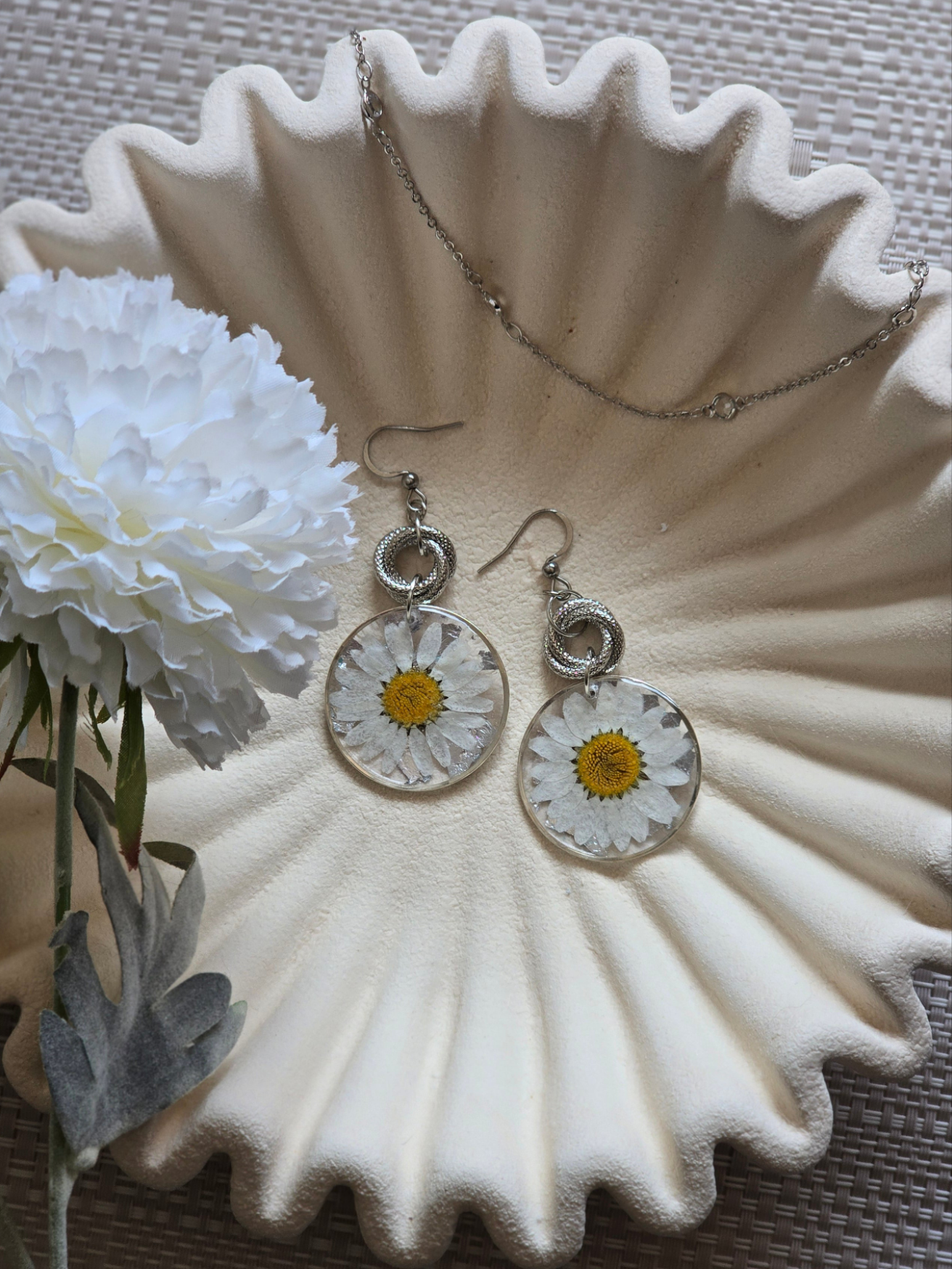 Silver Daisy dangles
