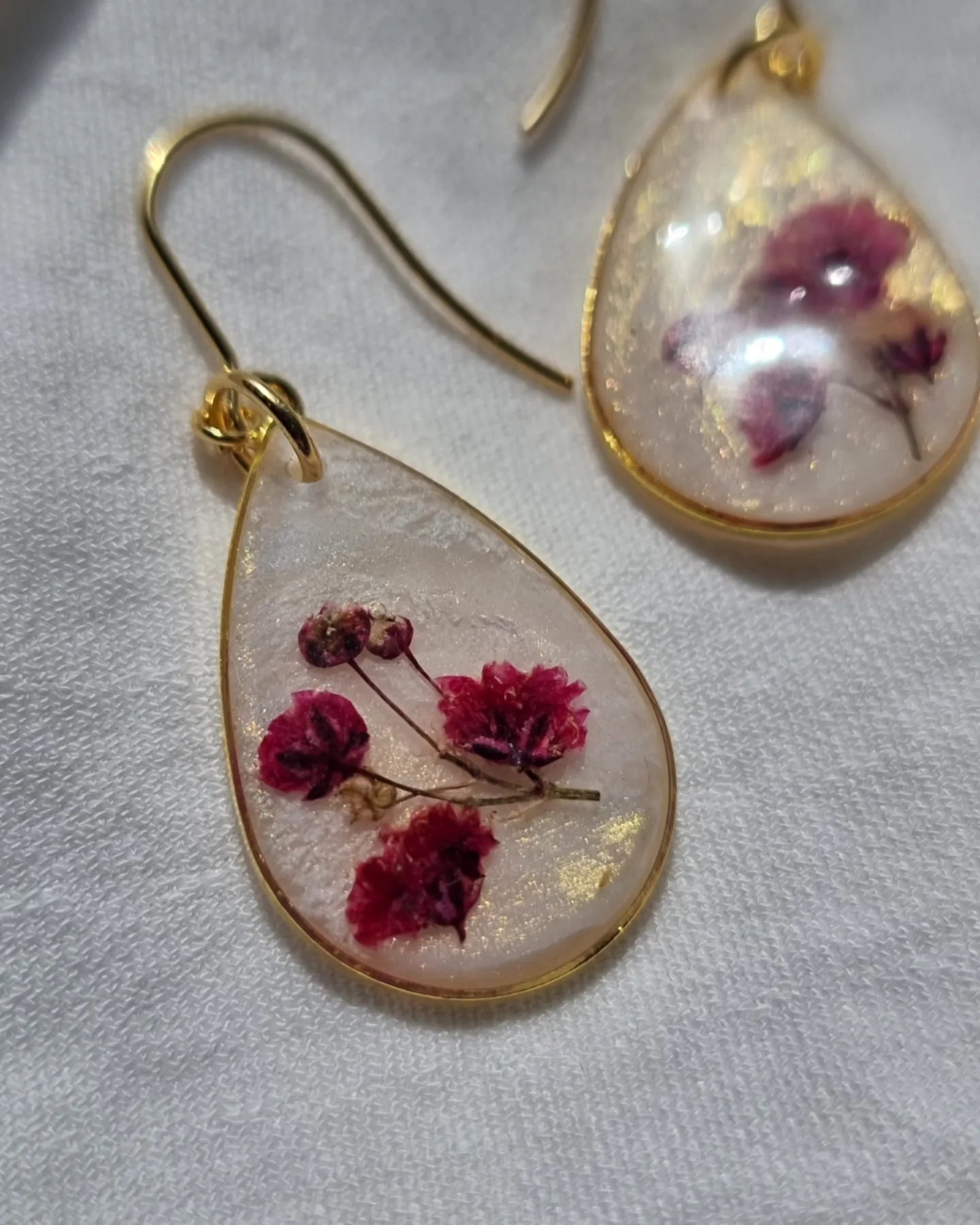 Red flower marble dangles