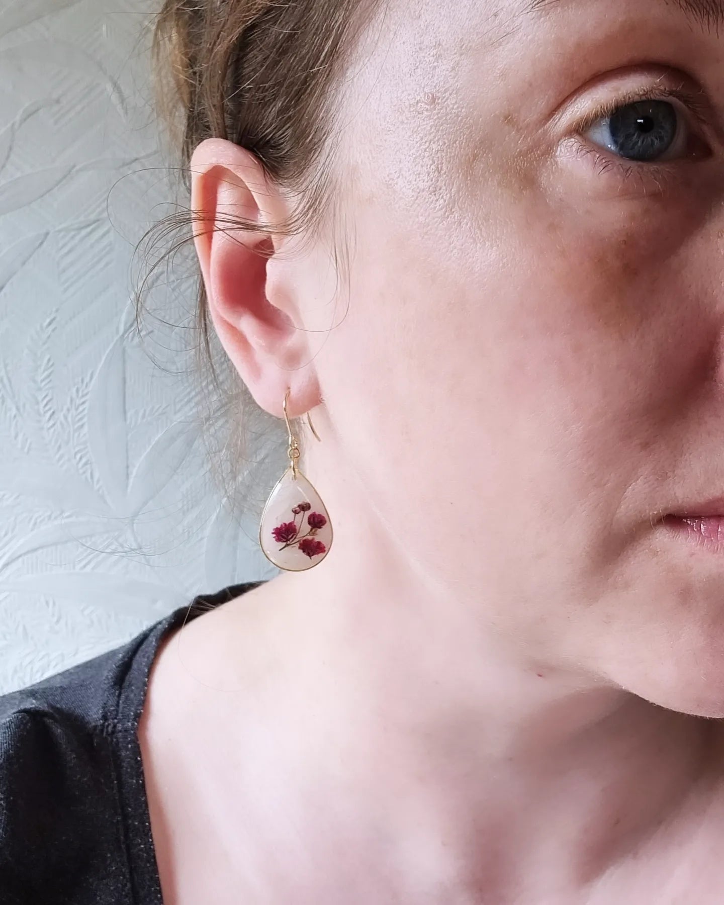 Red flower marble dangles