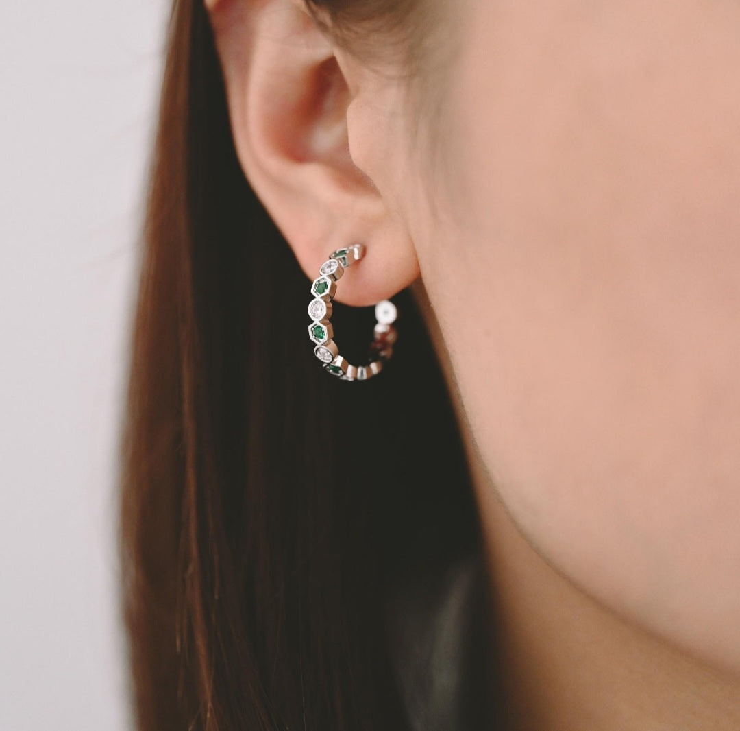 Cz & emerald hoops