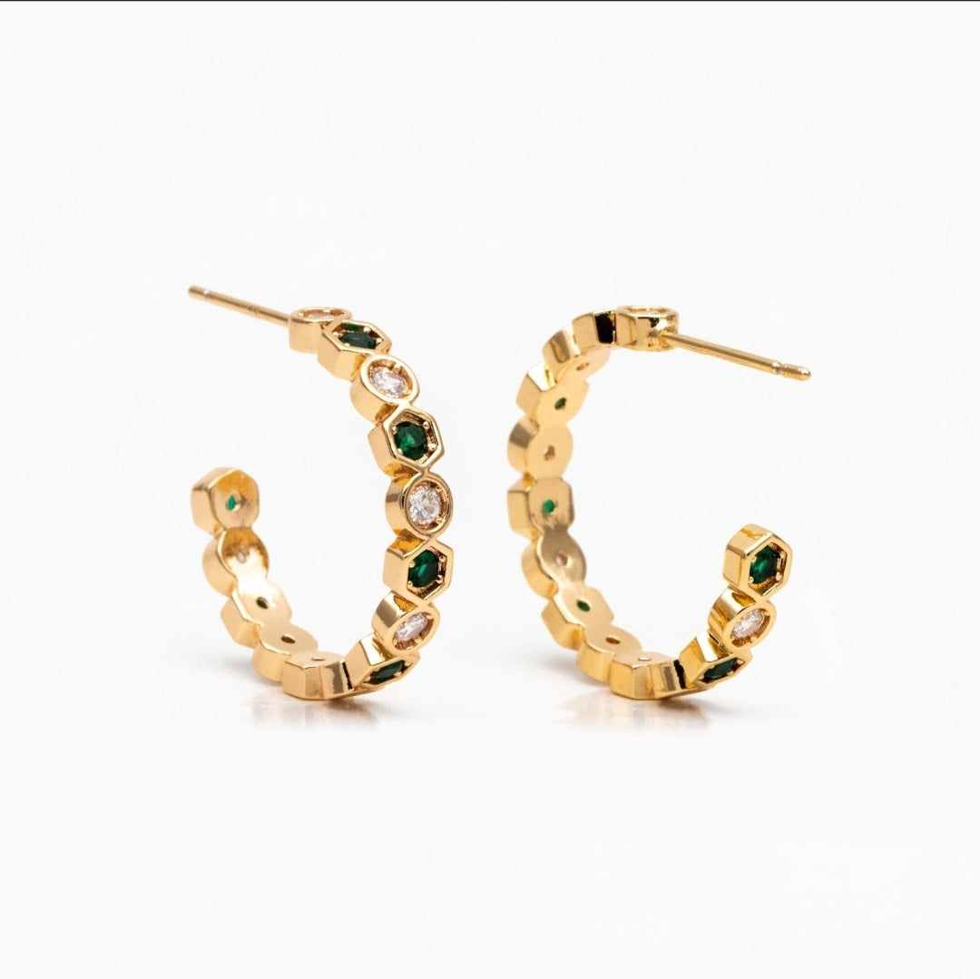 Cz & emerald hoops
