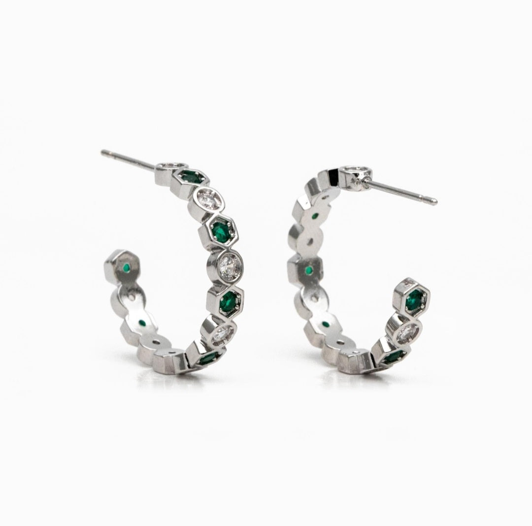 Cz & emerald hoops