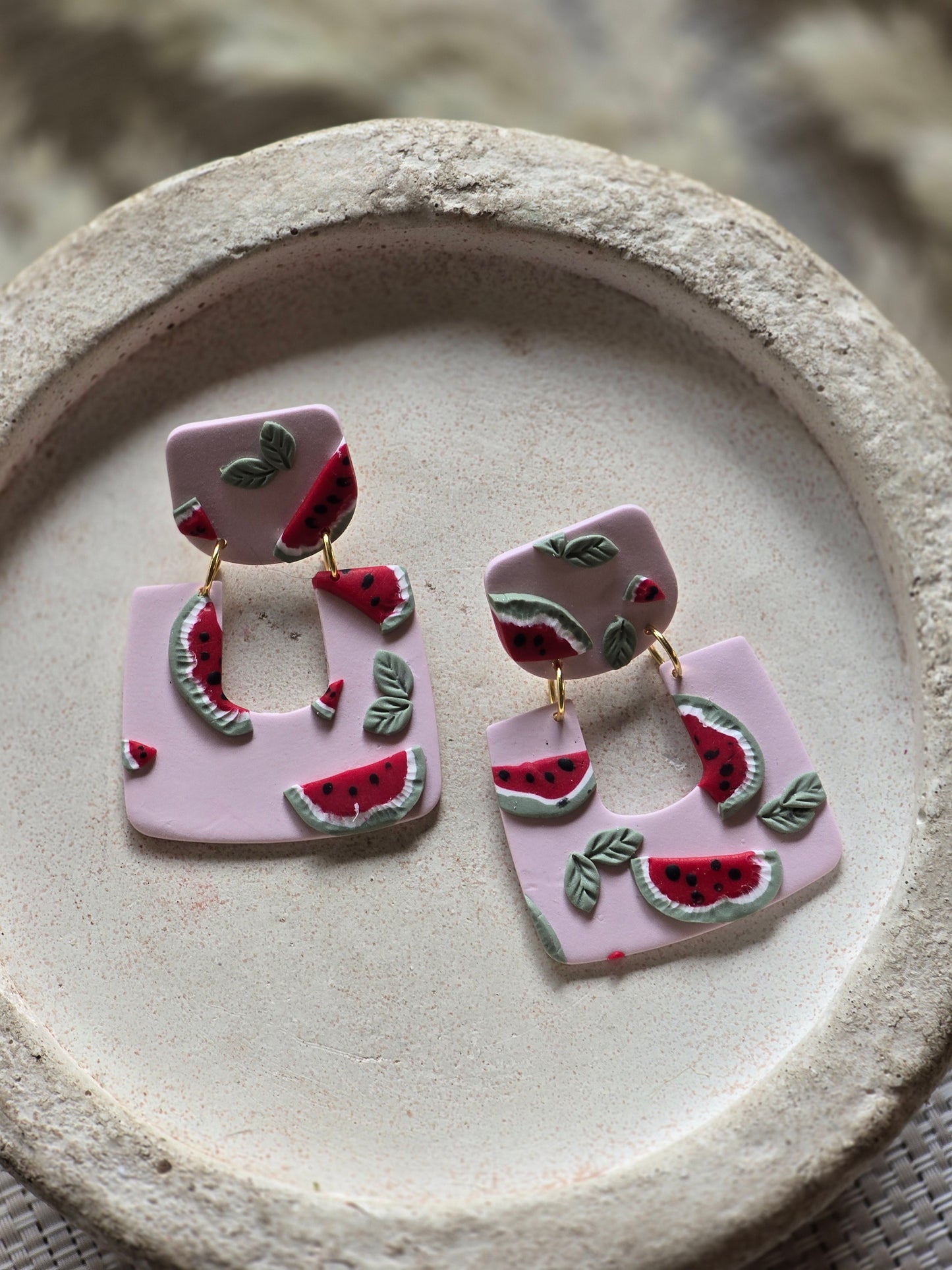 Watermelon statement dangles| Can be switched for silver