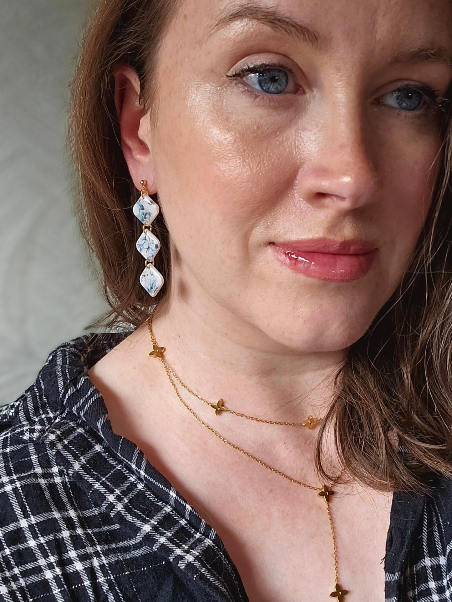 Talulah| Trio diamond dangles in blue| Can be switched for silver and fish hooks