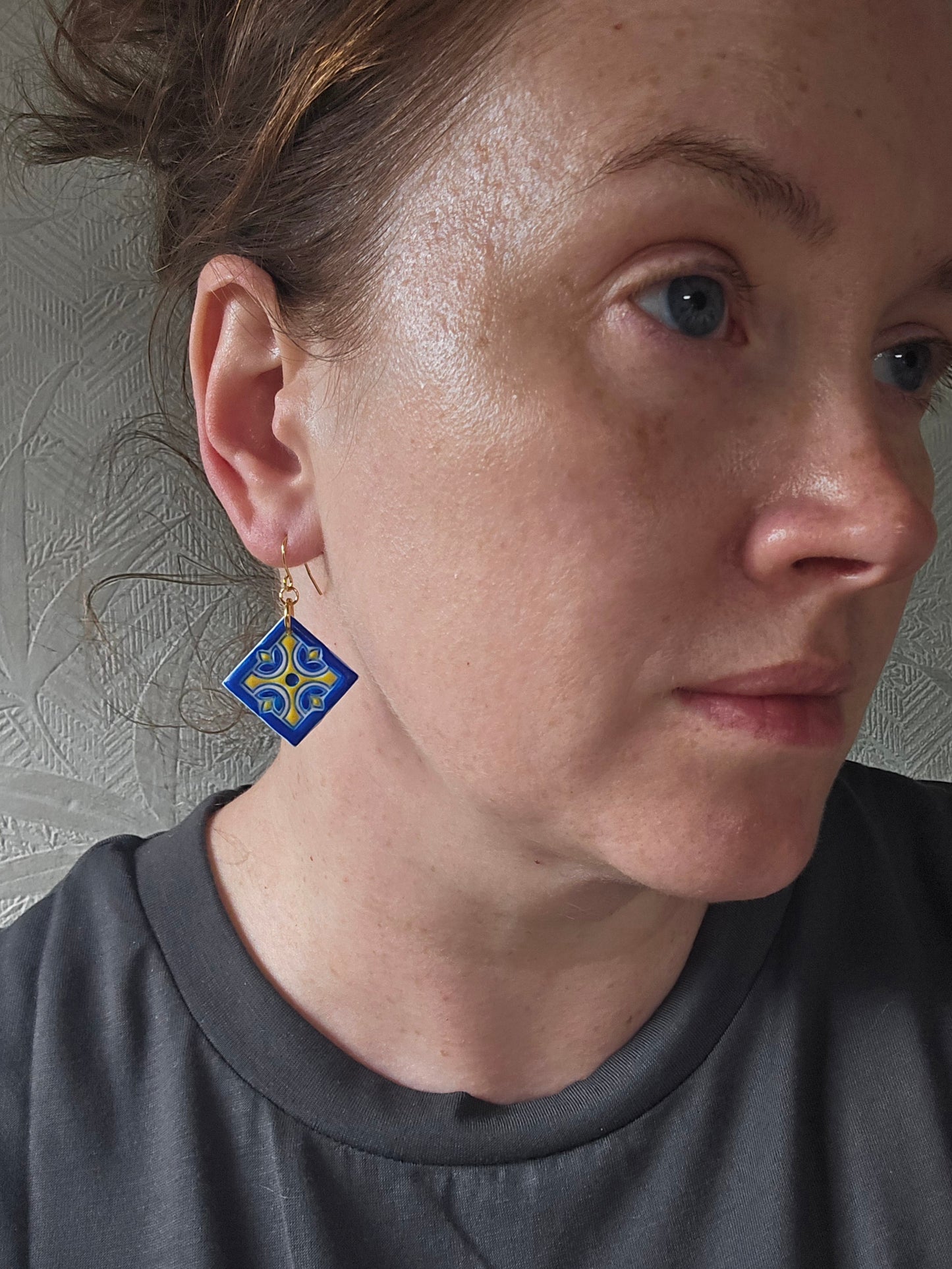Italian tile earrings| can be switched for silver