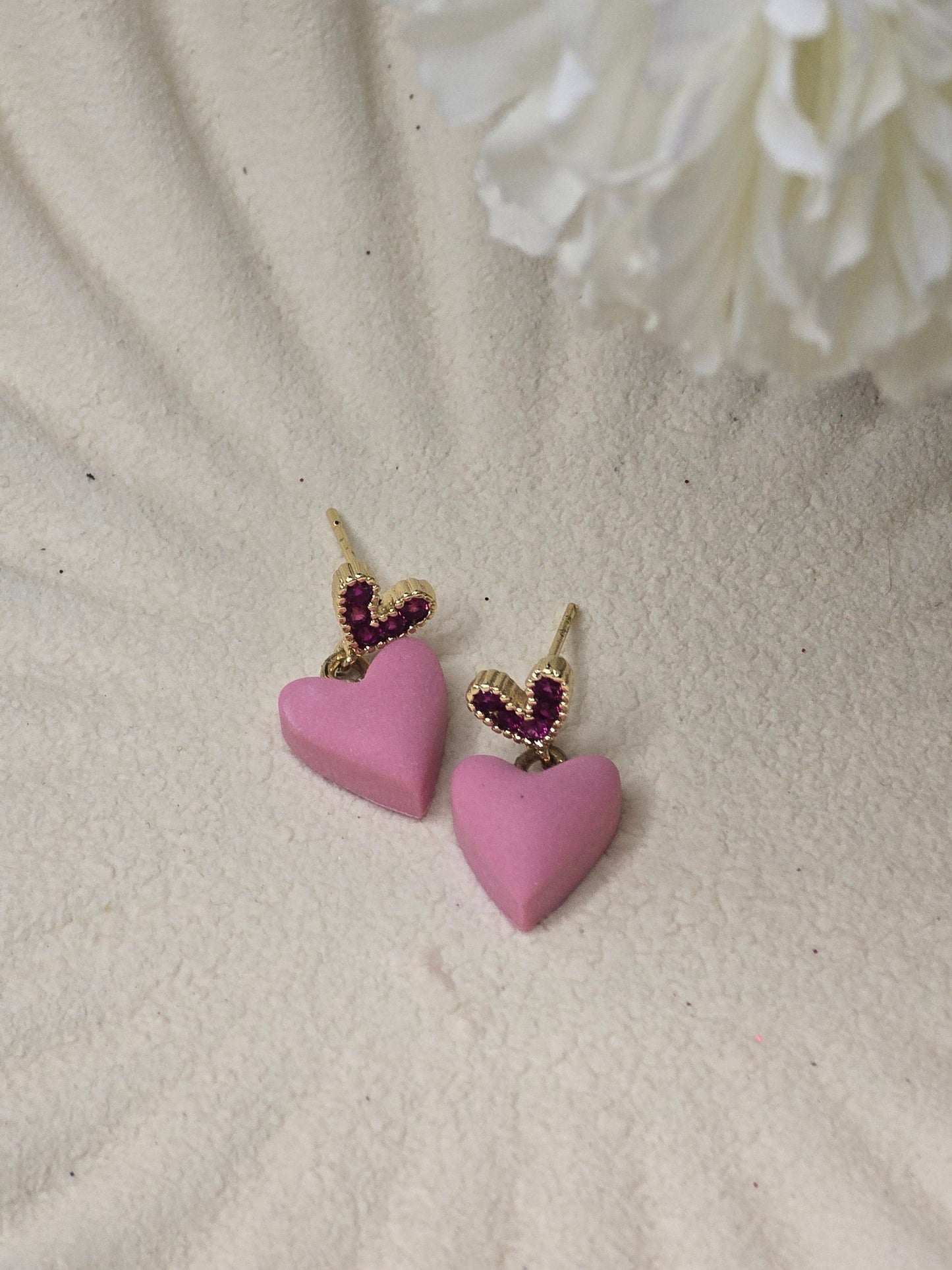 Bubble heart gem dangles