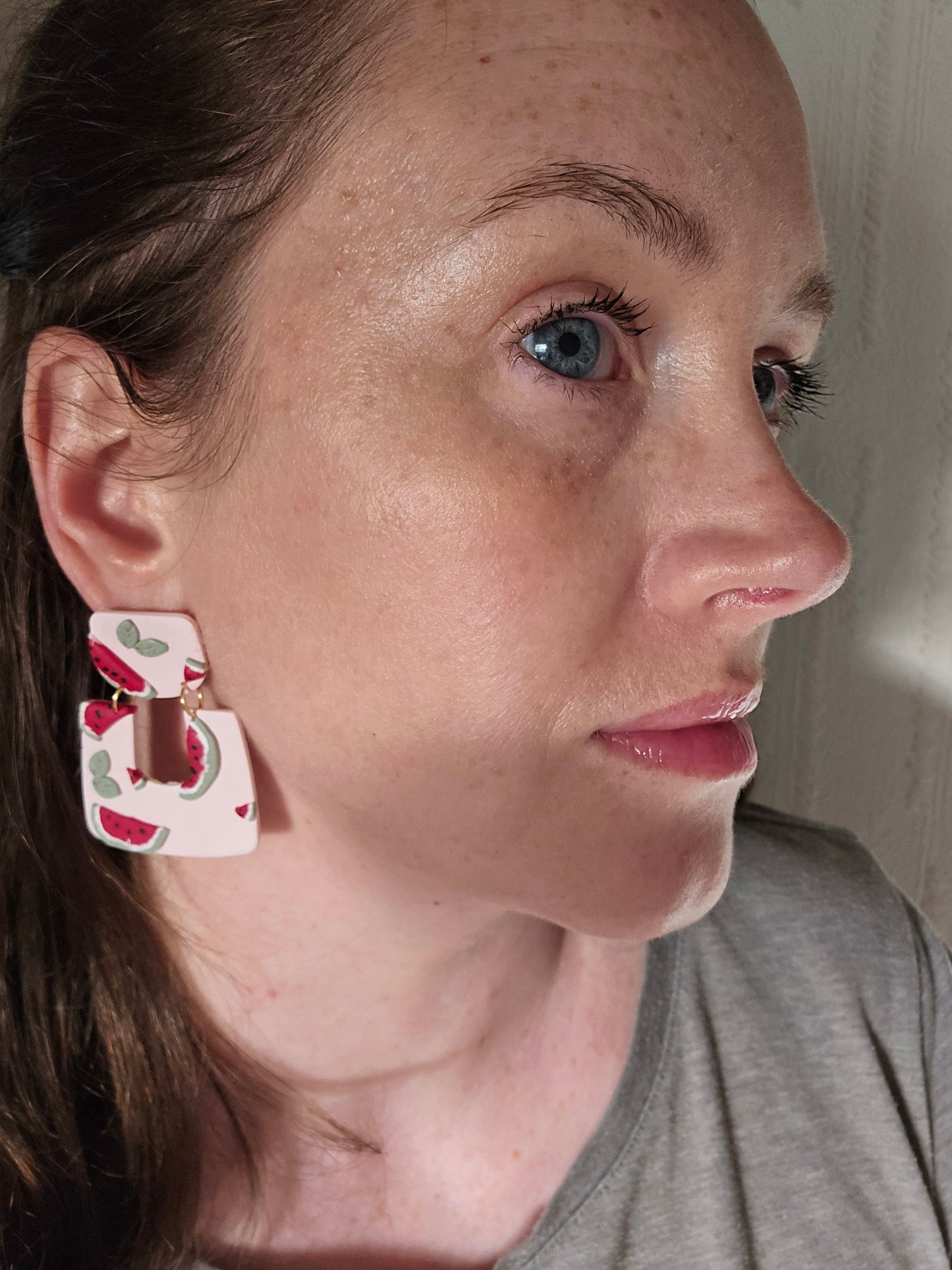 Watermelon statement dangles| Can be switched for silver