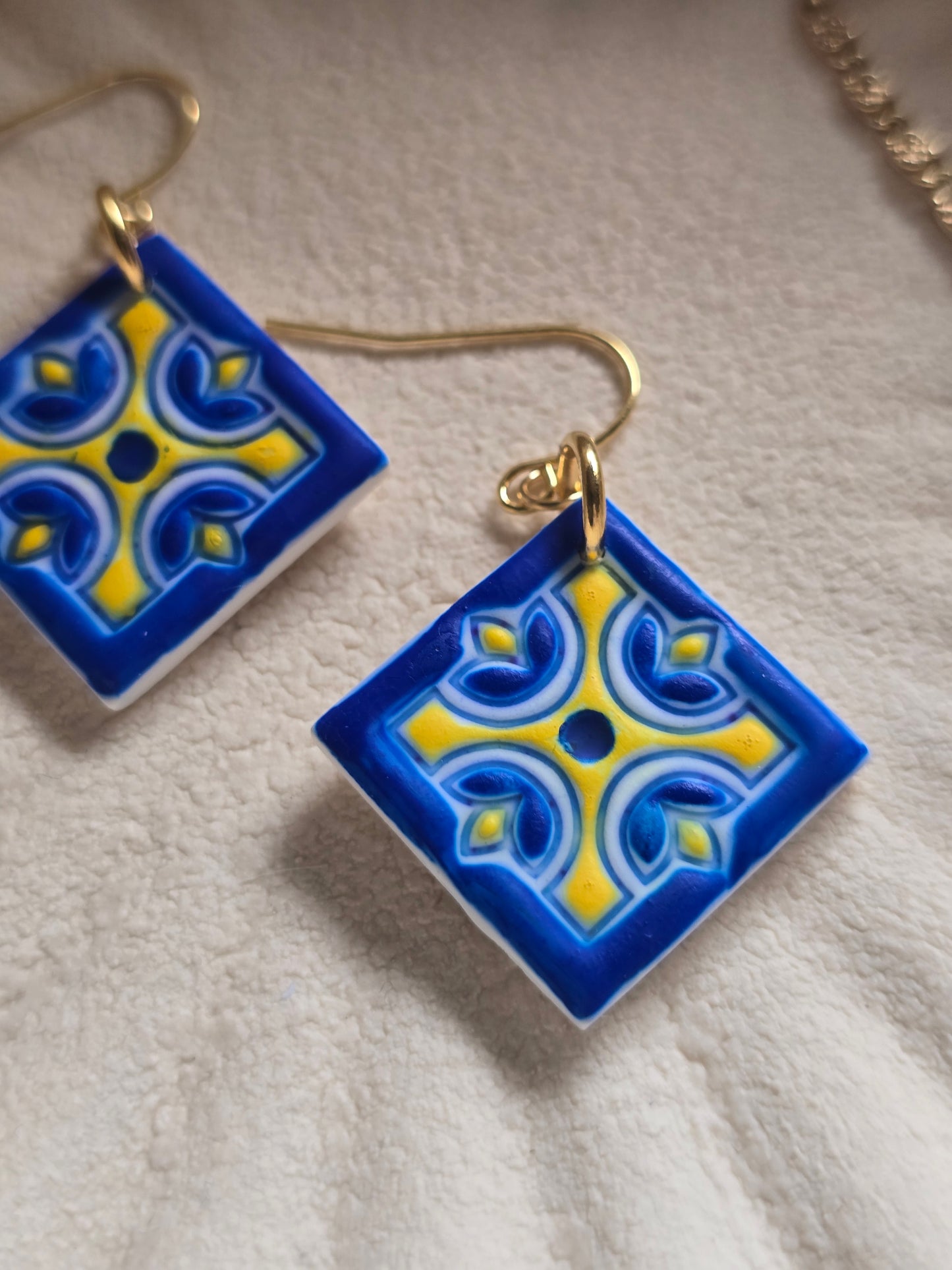 Italian tile earrings| can be switched for silver