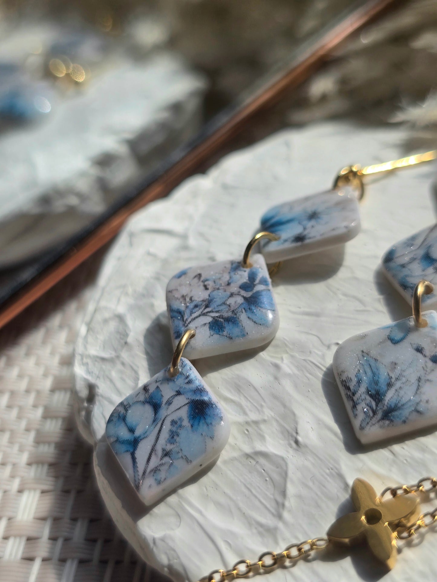 Talulah| Trio diamond dangles in blue| Can be switched for silver and fish hooks