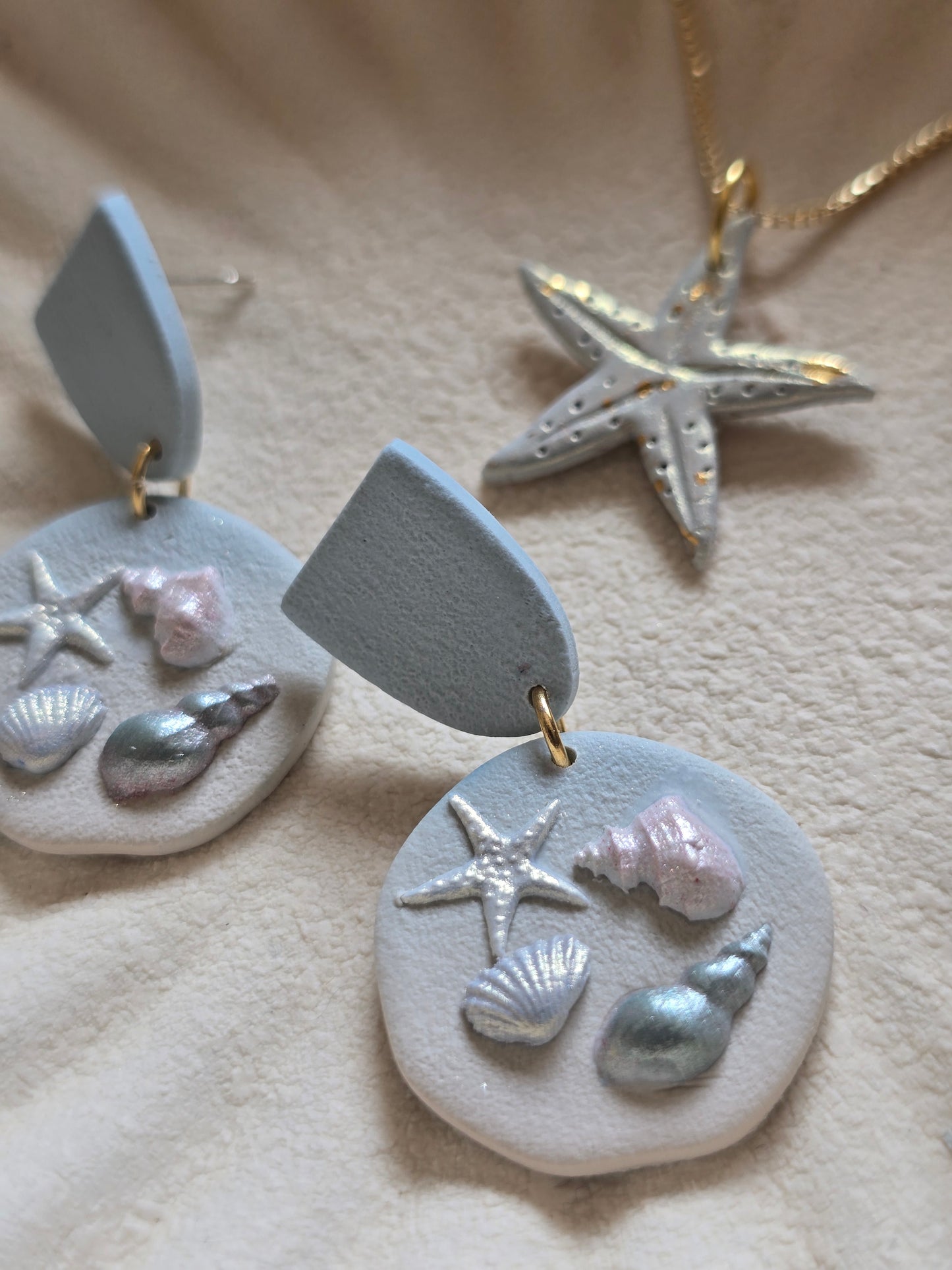 Shimmer shell dangles| can be switched for silver