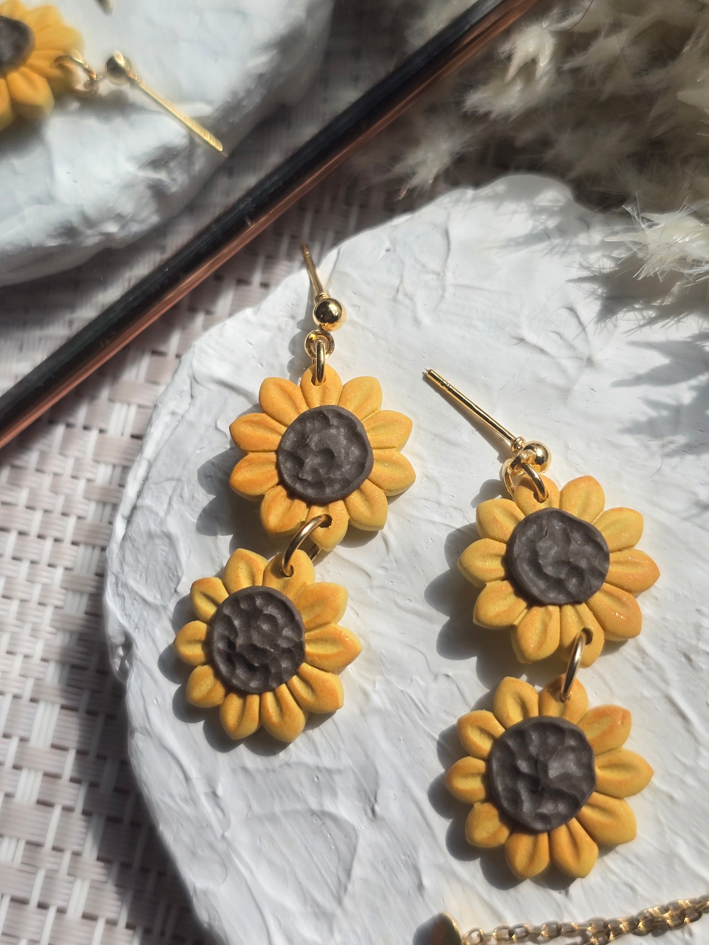 Sunflower dangles| Can be switched for silver and fish hooks