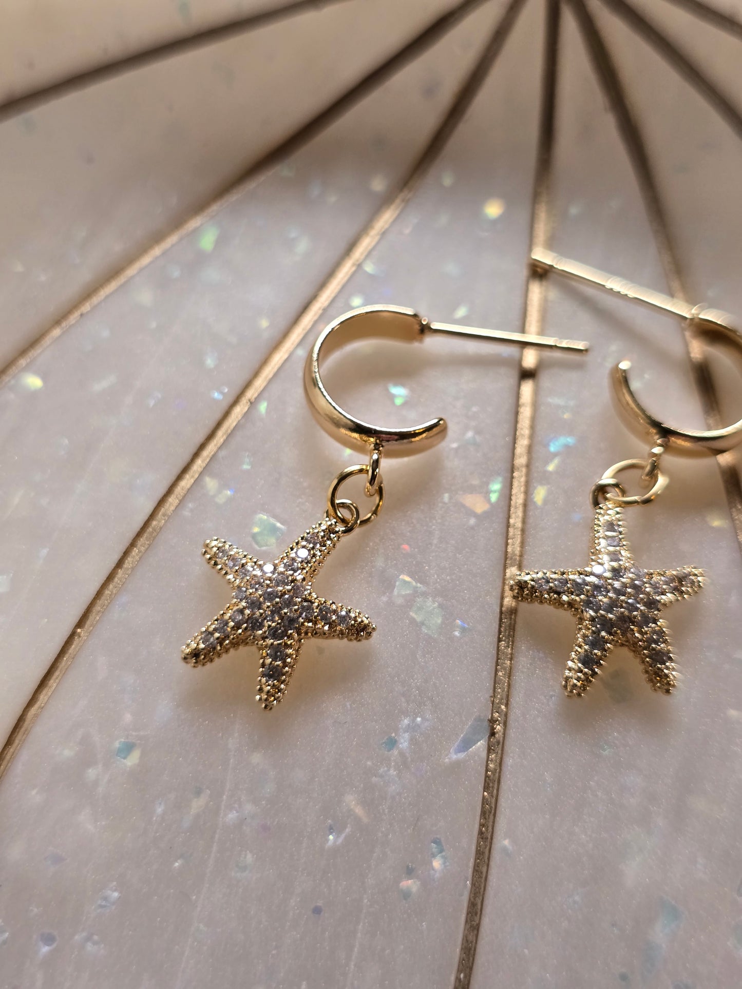 CZ starfish huggies