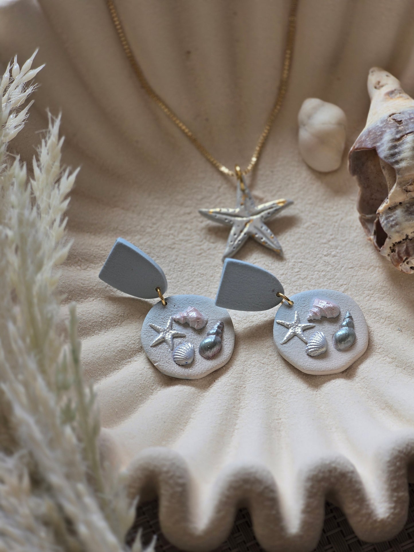 Shimmer shell dangles| can be switched for silver