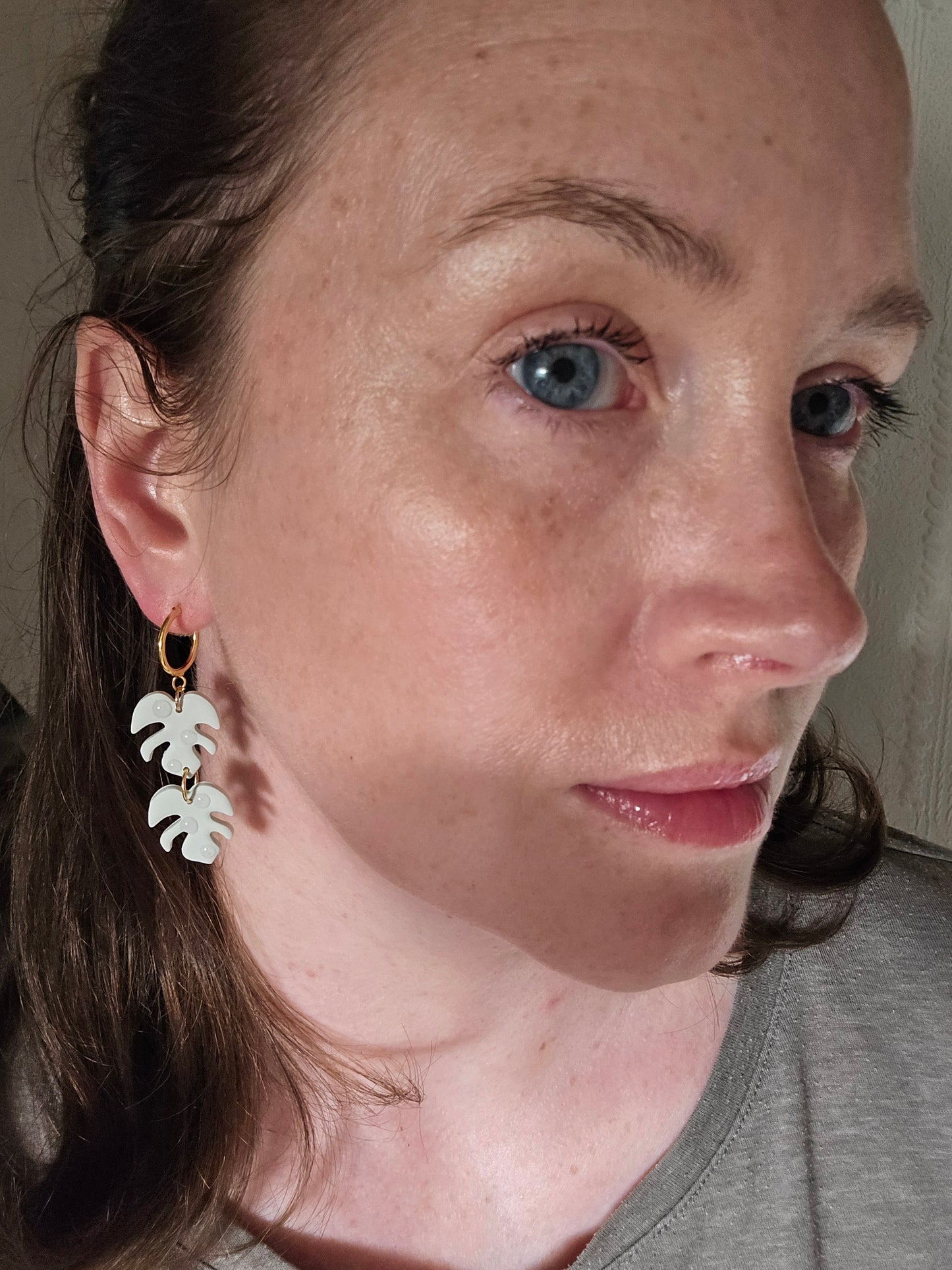 Raindrop palm leaf dangles| Can be switched for silver