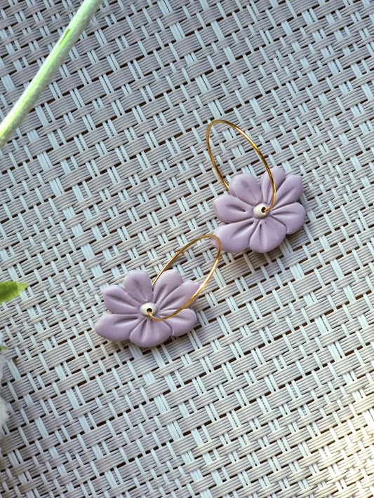 Lilac flower hoops| can be switched for silver