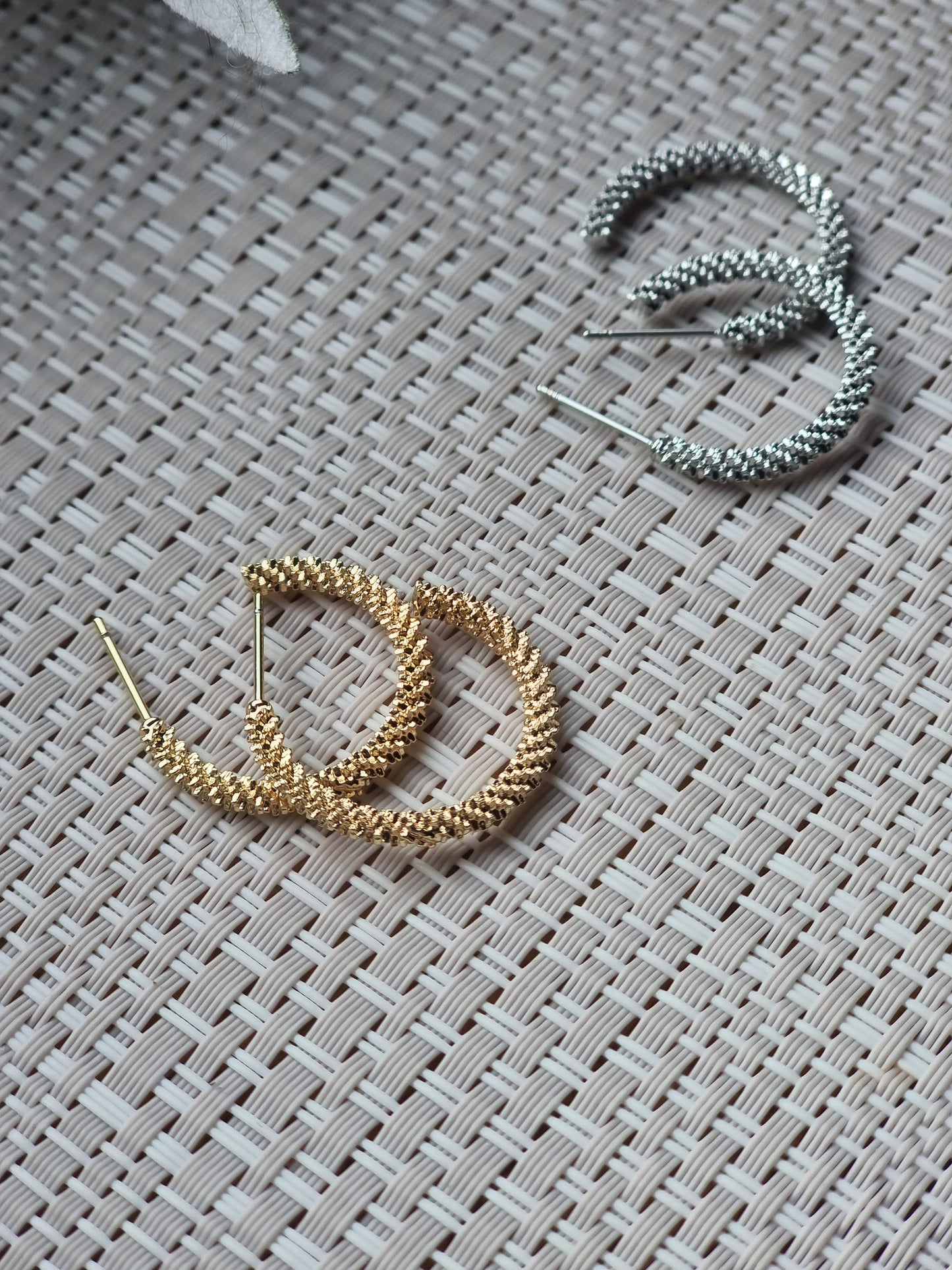 Textured hoops| Available in Gold & Silver