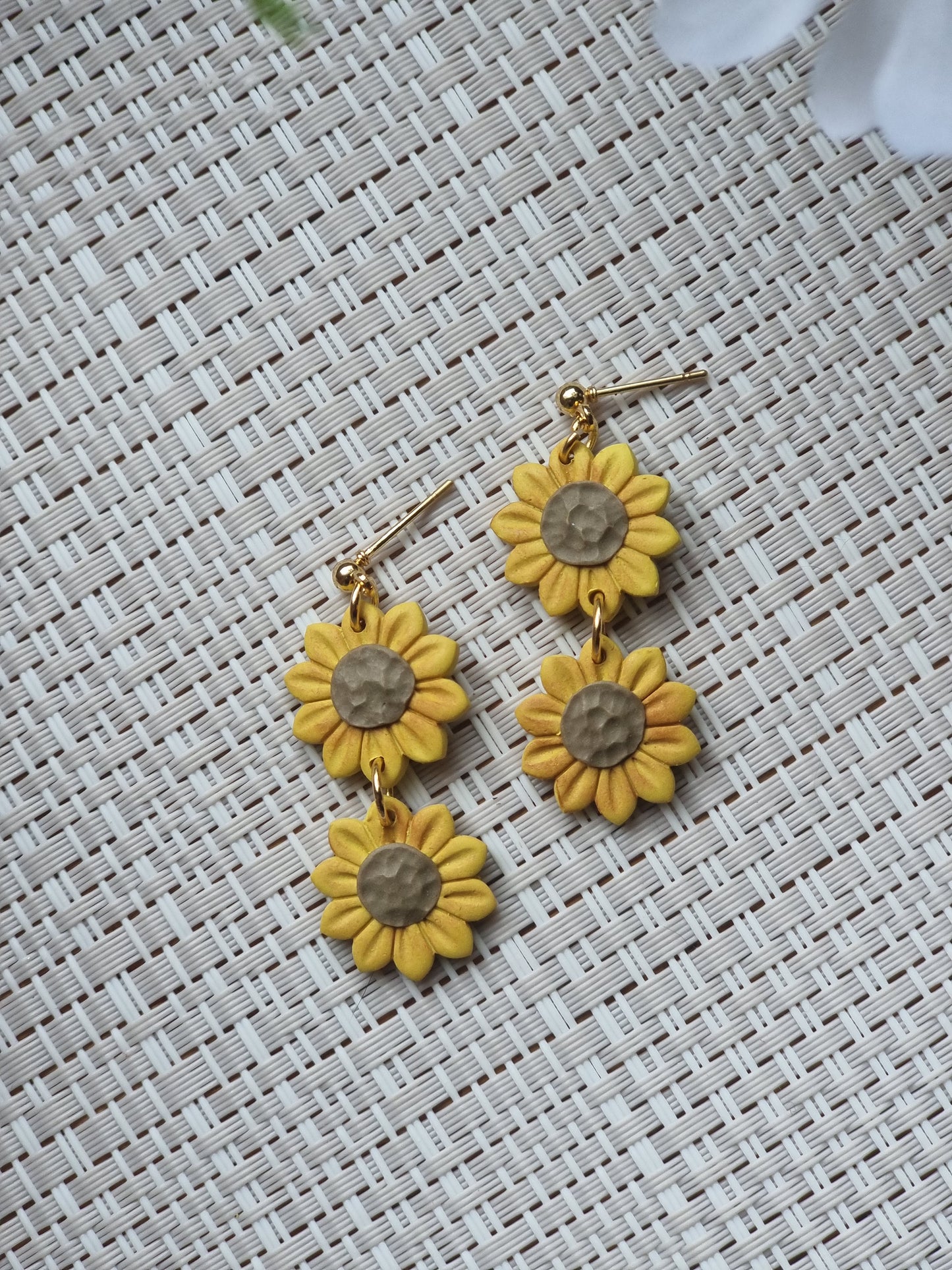 Sunflower dangles| Can be switched for silver and fish hooks