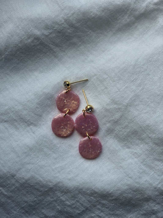 Pink opal cz circle dangles