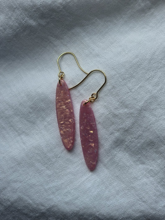 Pink opal long oval dangles
