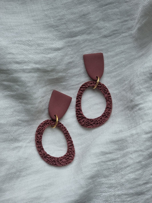 Textured hoop dangles| Terracotta| can be switched for silver